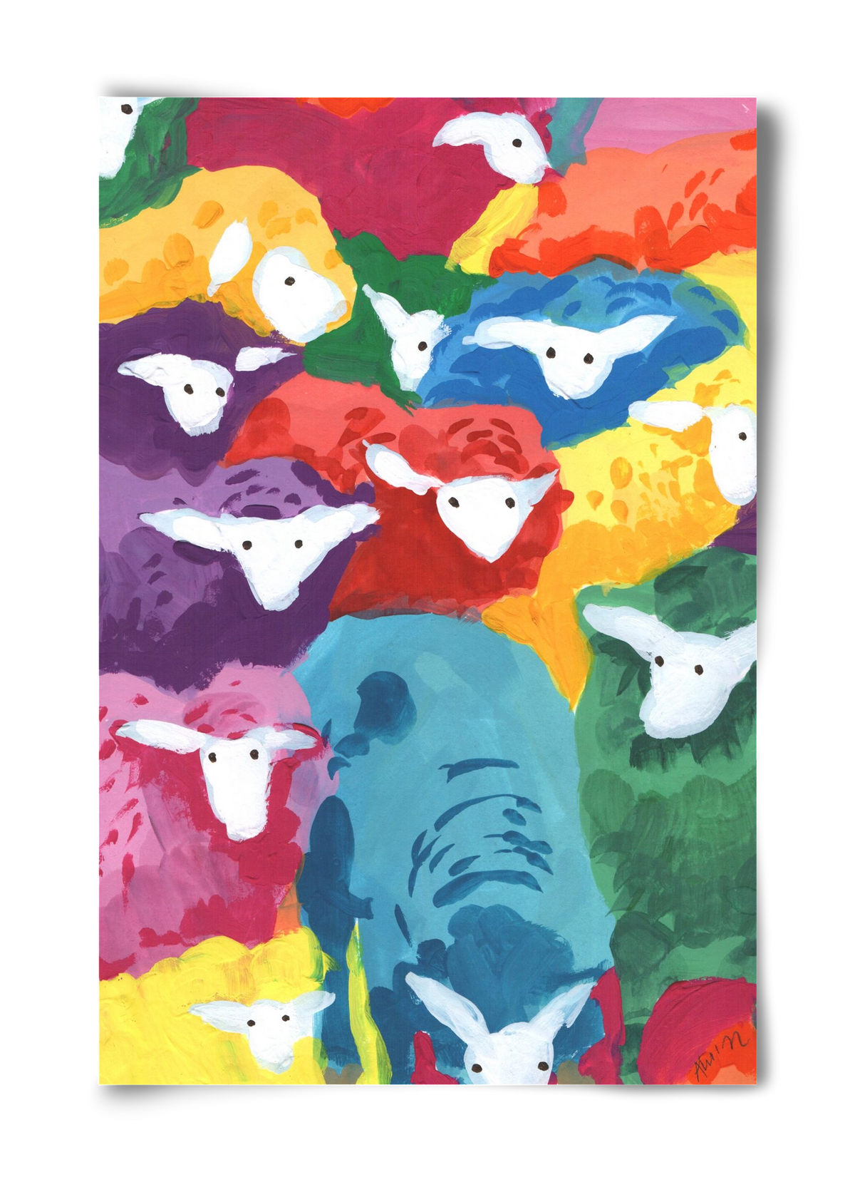 Colorful Sheep Cocktail, 40x60 cm, Keret nélkül