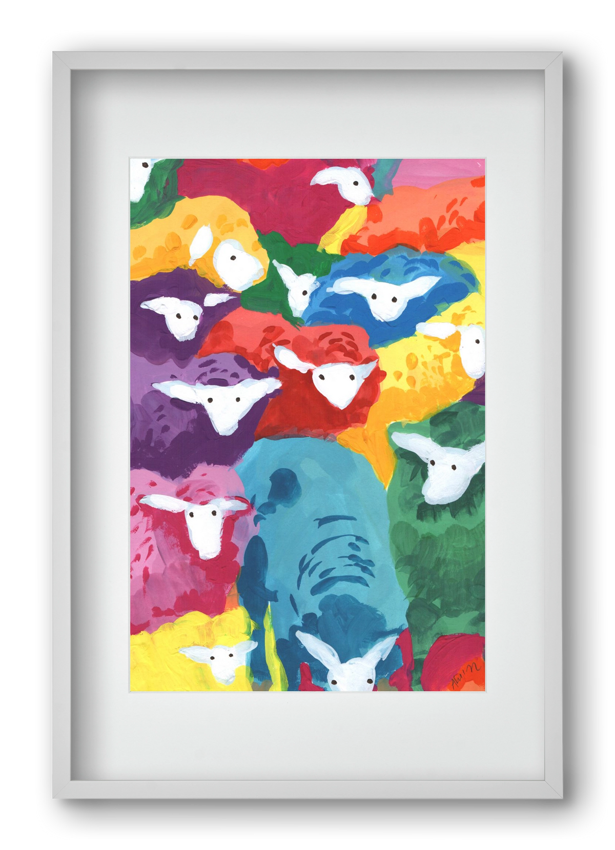 Colorful Sheep Cocktail, 40x60 cm (30x45 cm), Fehér keret, paszpartuval