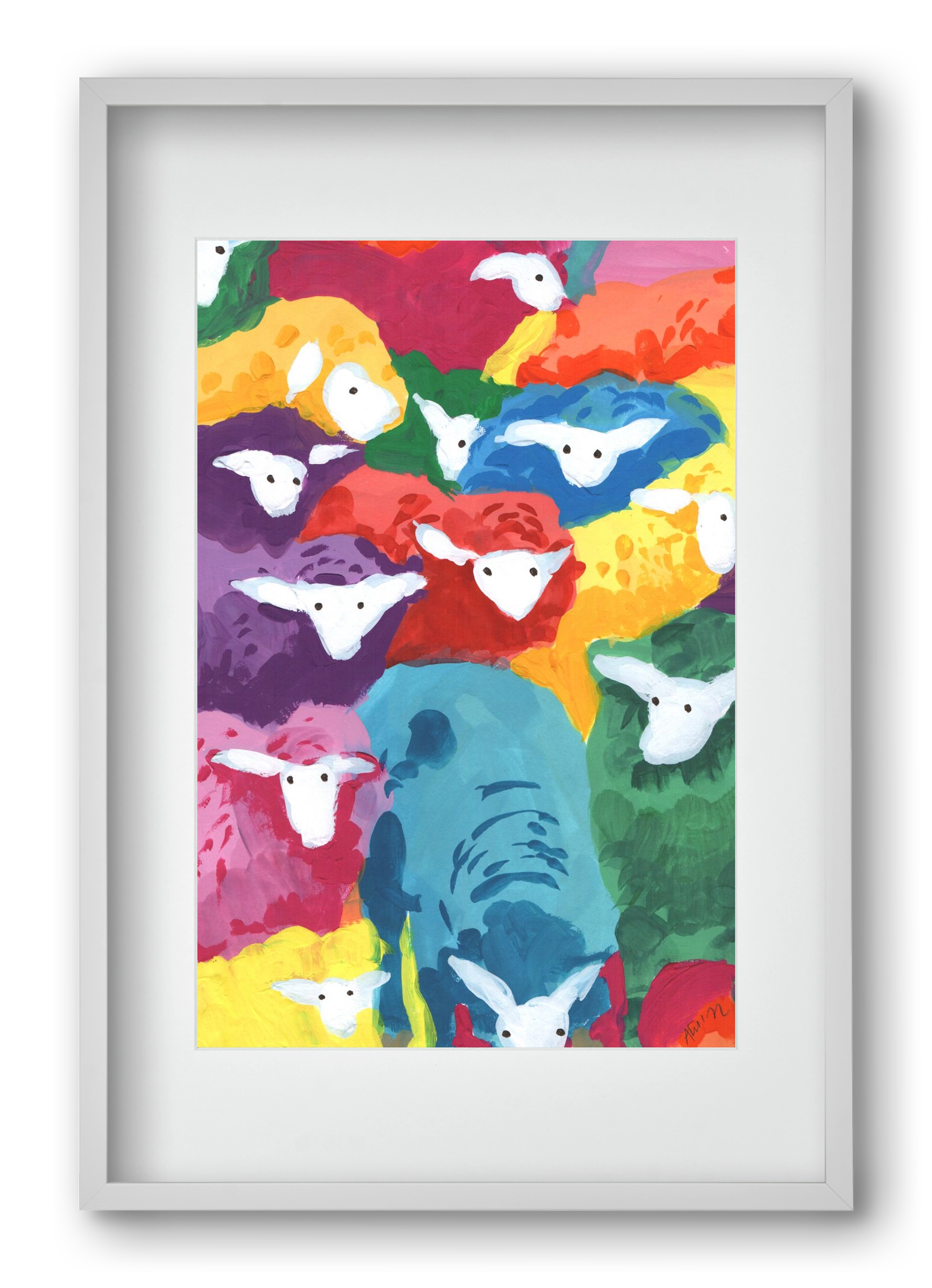 Colorful Sheep Cocktail, 40x60 cm (30x45 cm), Fehér keret, paszpartuval