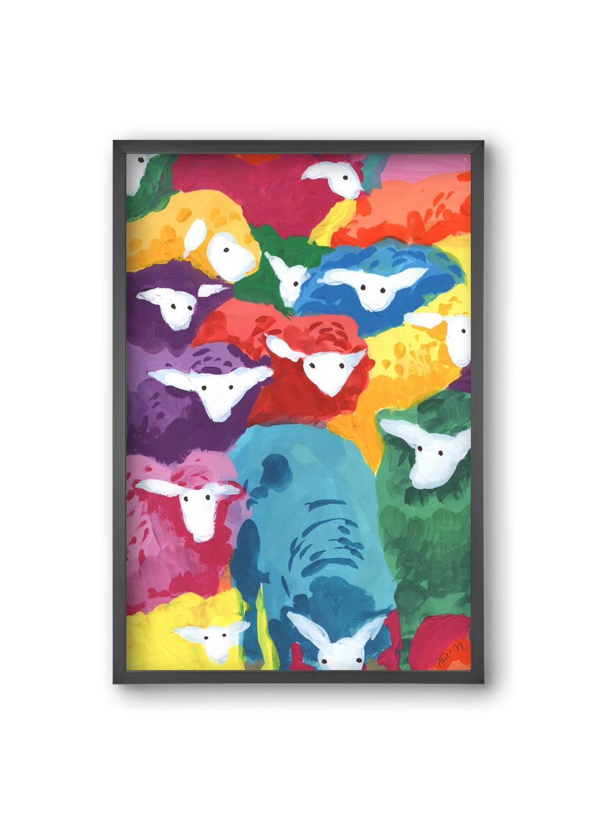 Colorful Sheep Cocktail, 20x30 cm (20x30 cm), Fekete keret