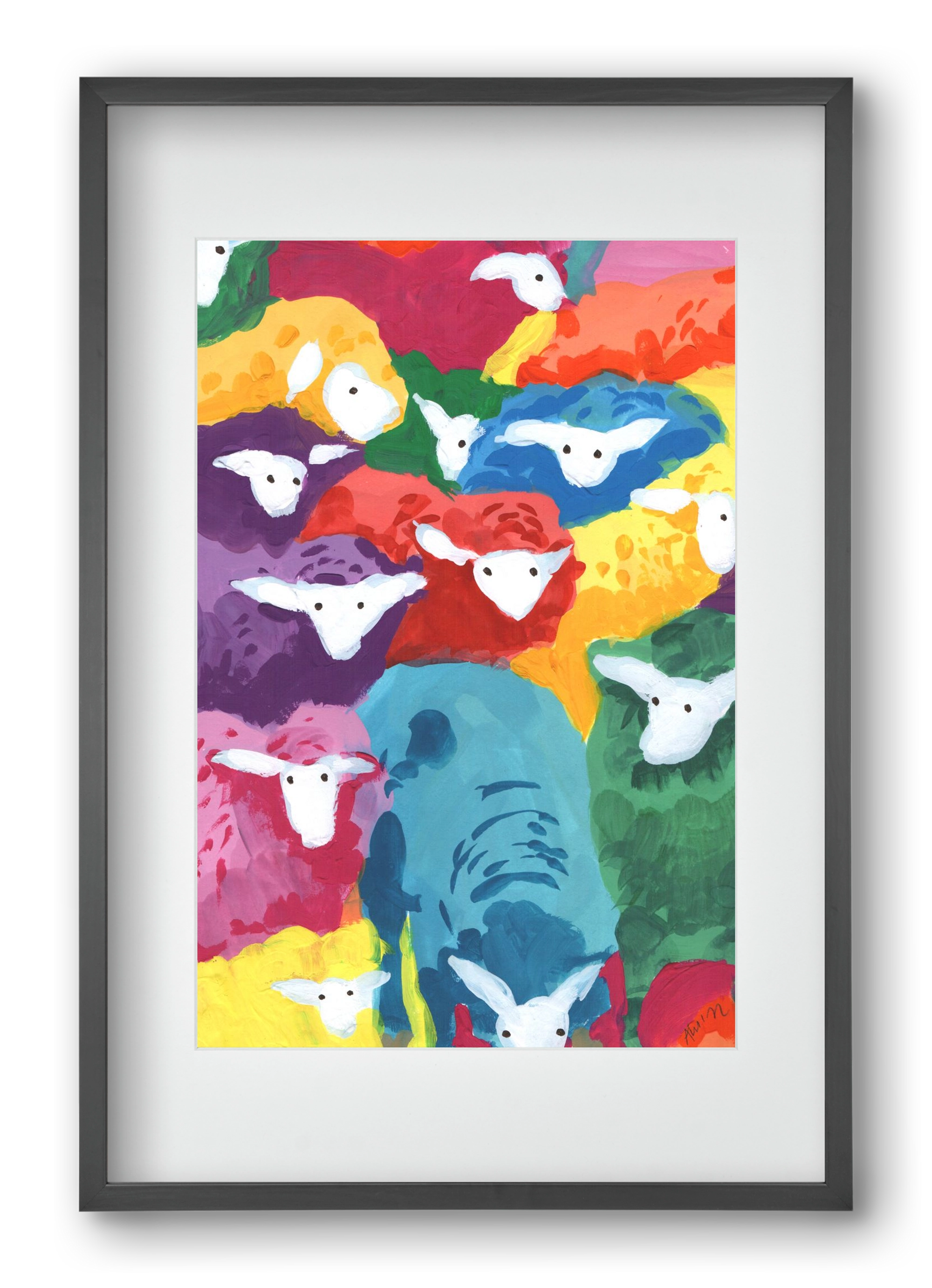 Colorful Sheep Cocktail, 40x60 cm (30x45 cm), Fekete keret, paszpartuval