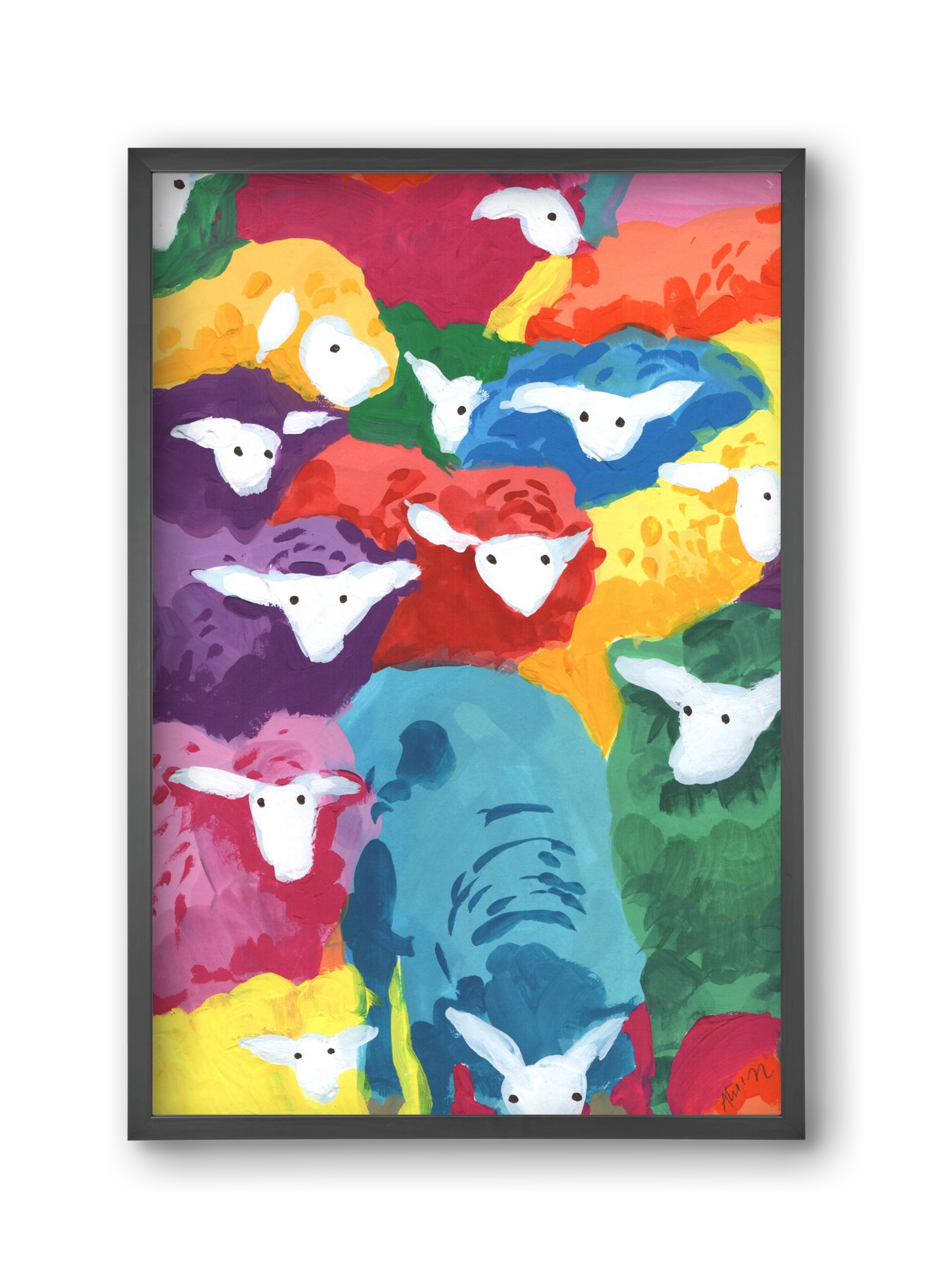 Colorful Sheep Cocktail, 30x45 cm (30x45 cm), Fekete keret