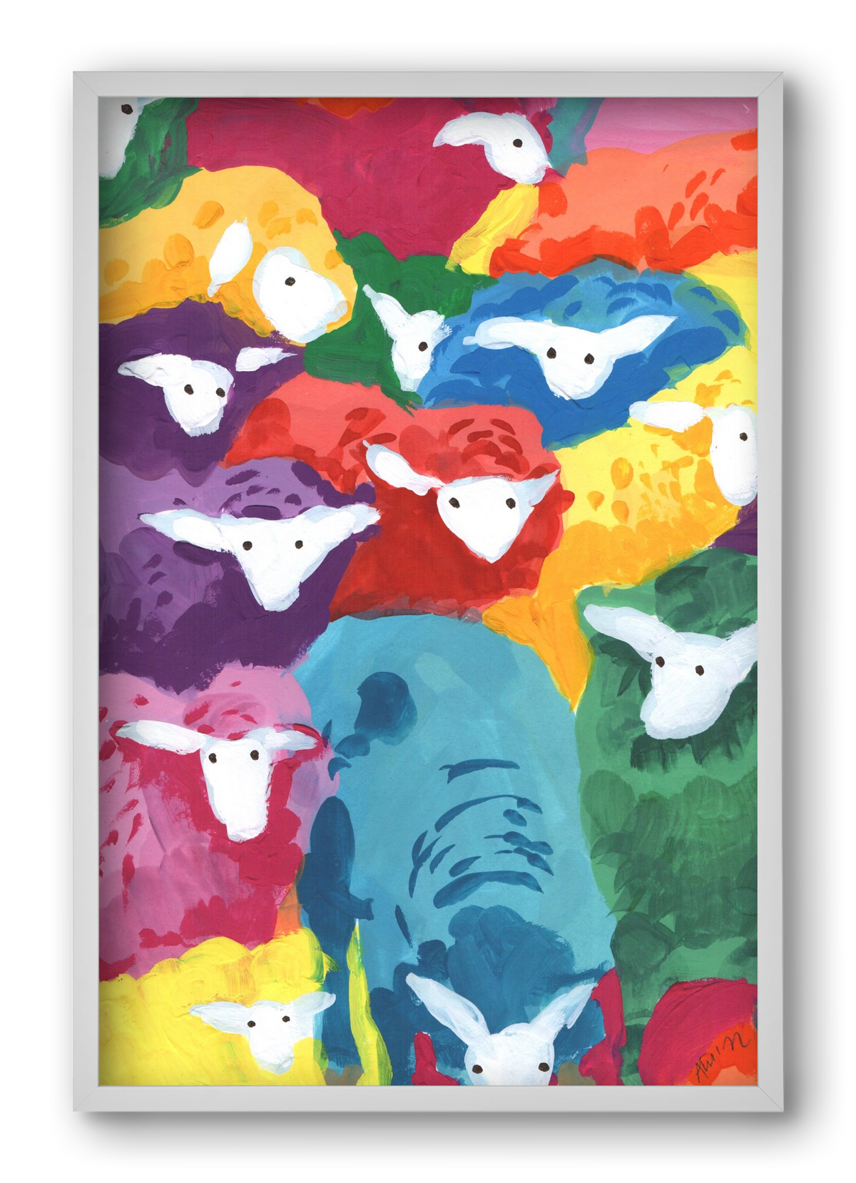 Colorful Sheep Cocktail, 40x60 cm (40x60 cm), Fehér keret