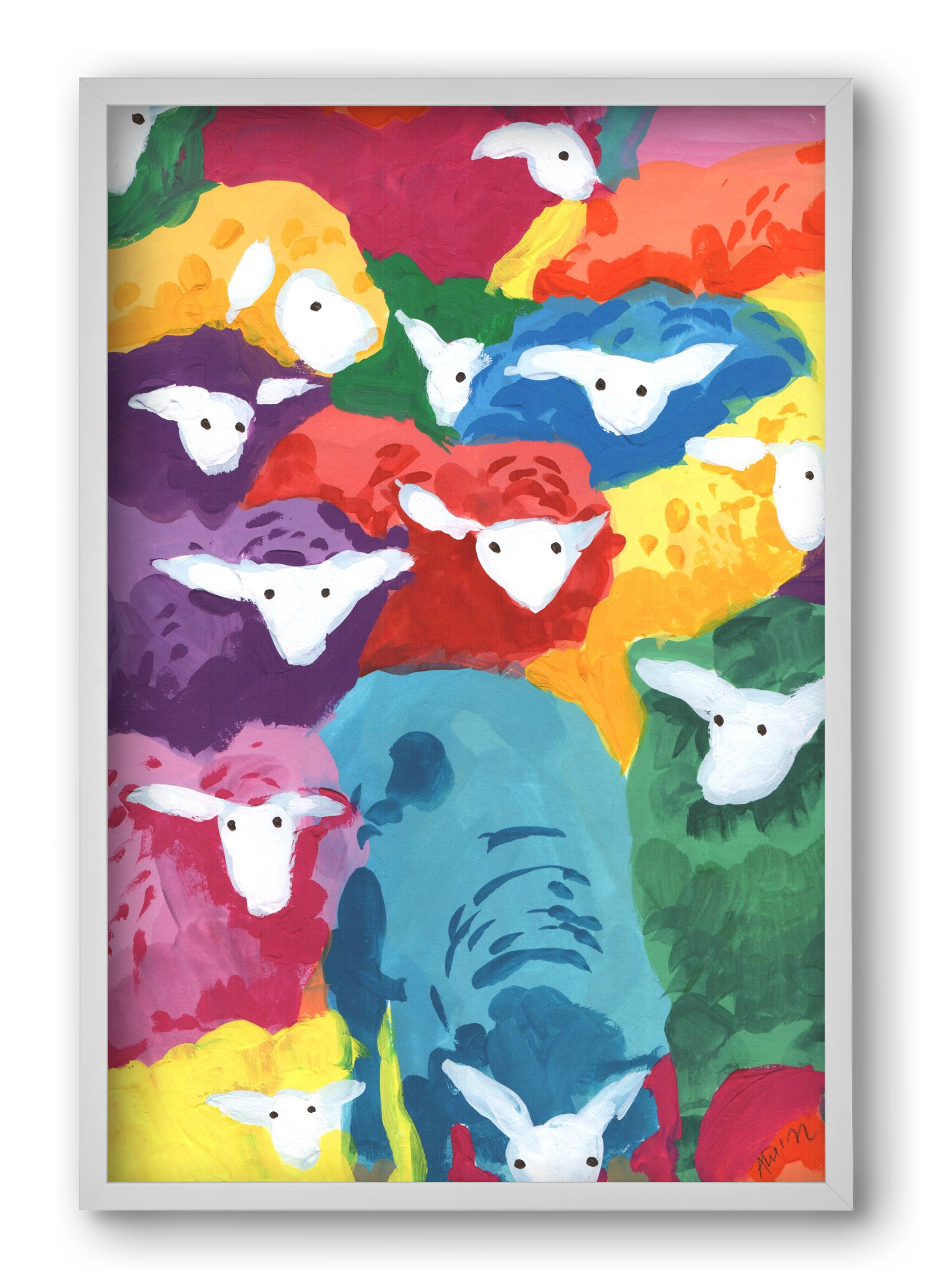 Colorful Sheep Cocktail, 40x60 cm (40x60 cm), Fehér keret