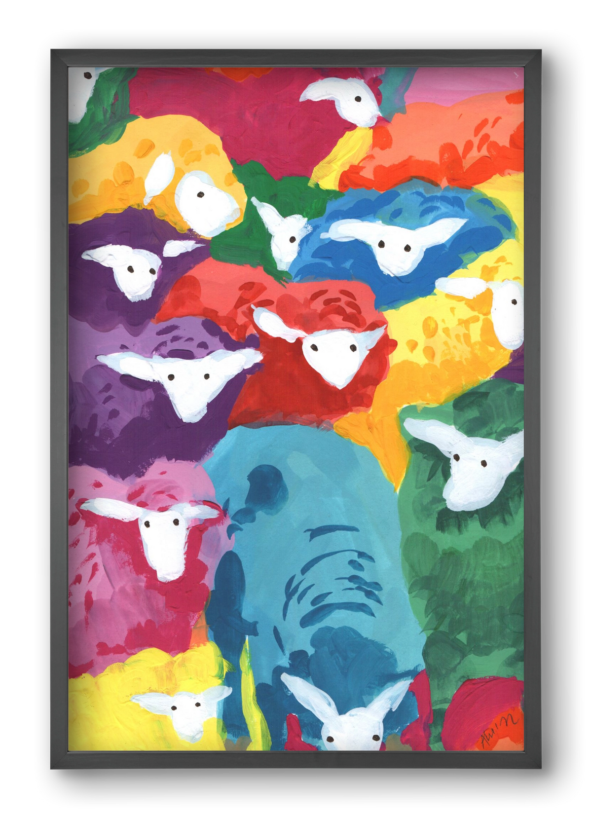 Colorful Sheep Cocktail, 40x60 cm (40x60 cm), Fekete keret