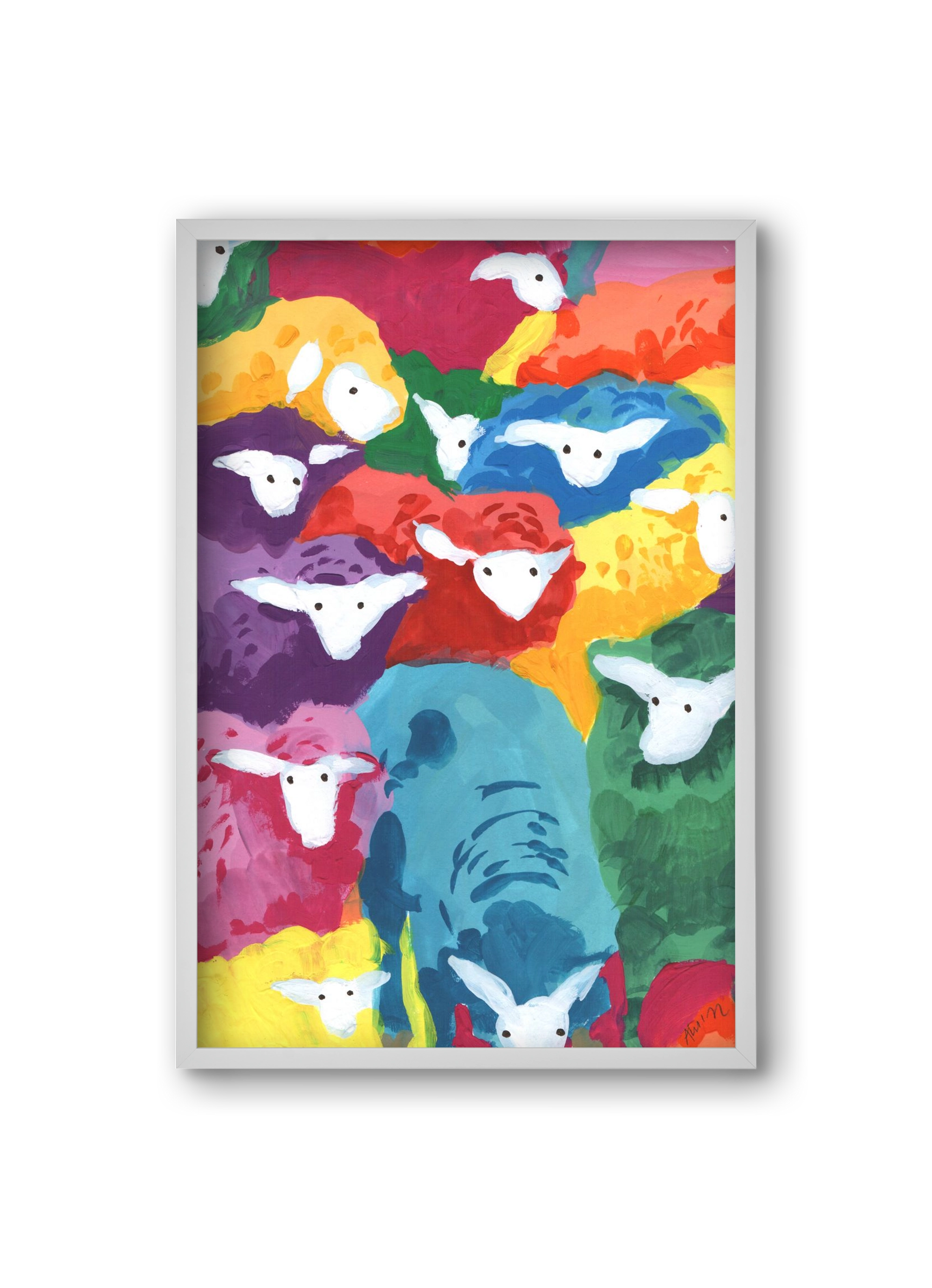 Colorful Sheep Cocktail, 20x30 cm (20x30 cm), Fehér keret