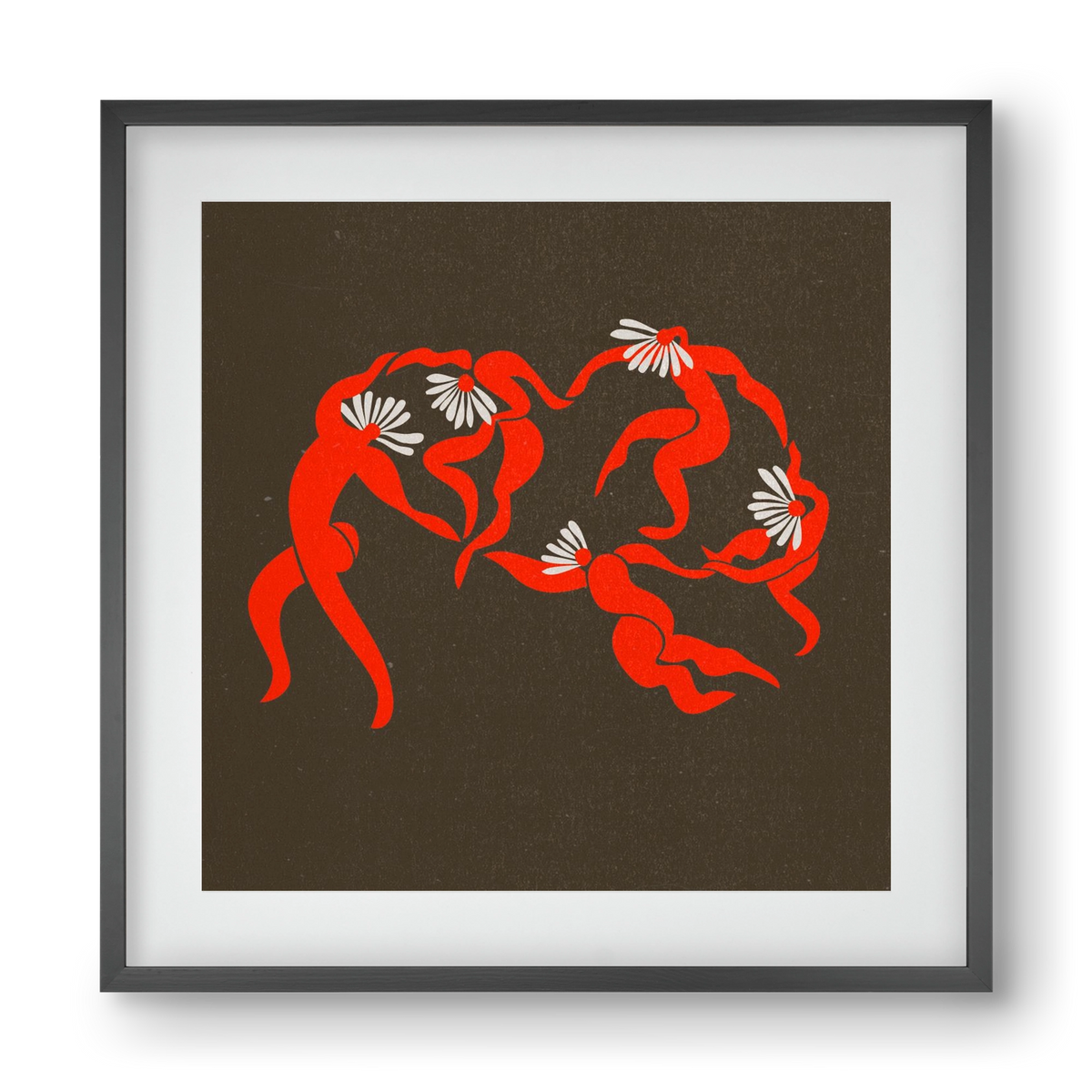 Dancing daisies , 40x40 cm (30x30 cm), Fekete keret, paszpartuval