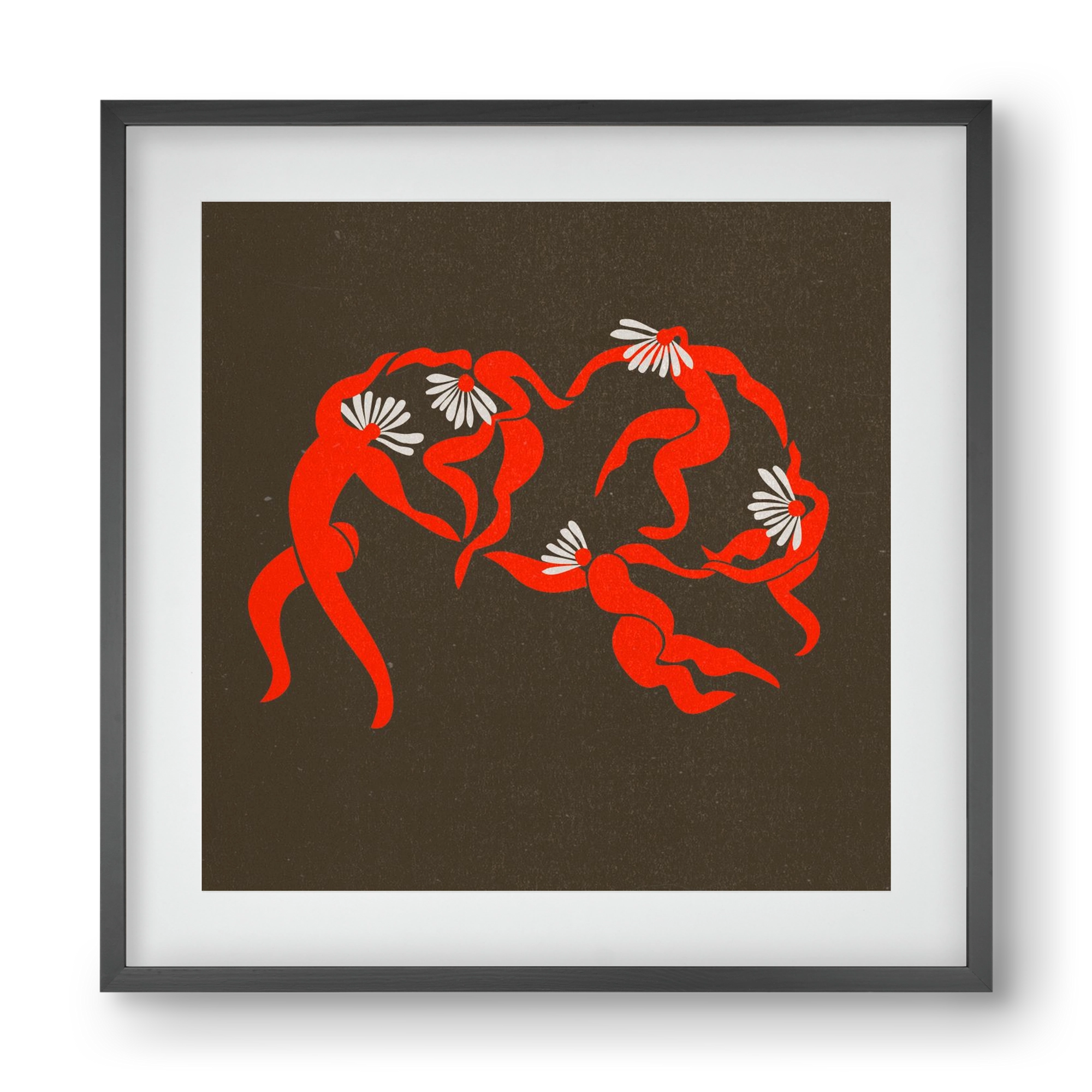 Dancing daisies , 40x40 cm (30x30 cm), Fekete keret, paszpartuval