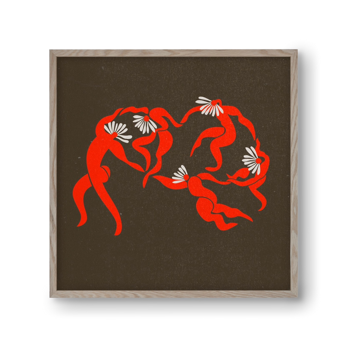 Dancing daisies , 30x30 cm (30x30 cm), Tölgy keret