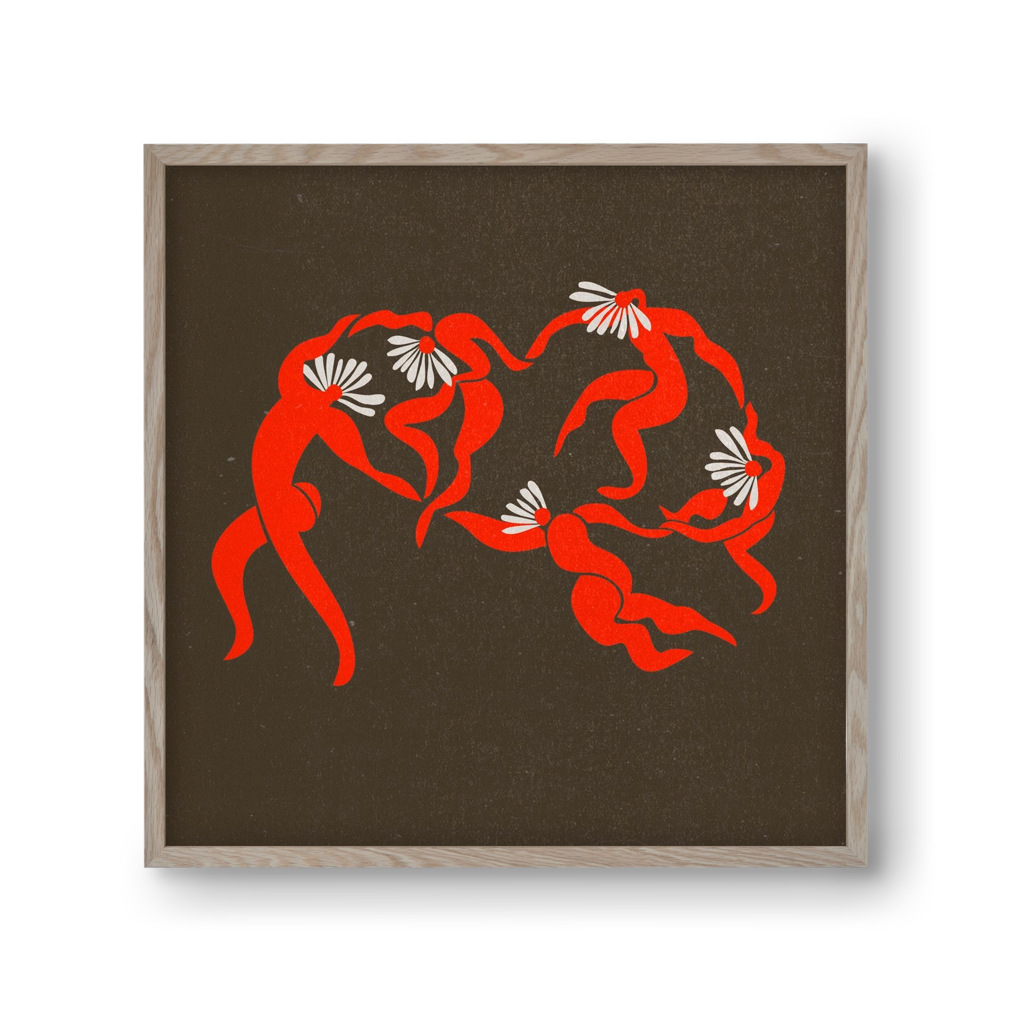 Dancing daisies , 30x30 cm (30x30 cm), Tölgy keret