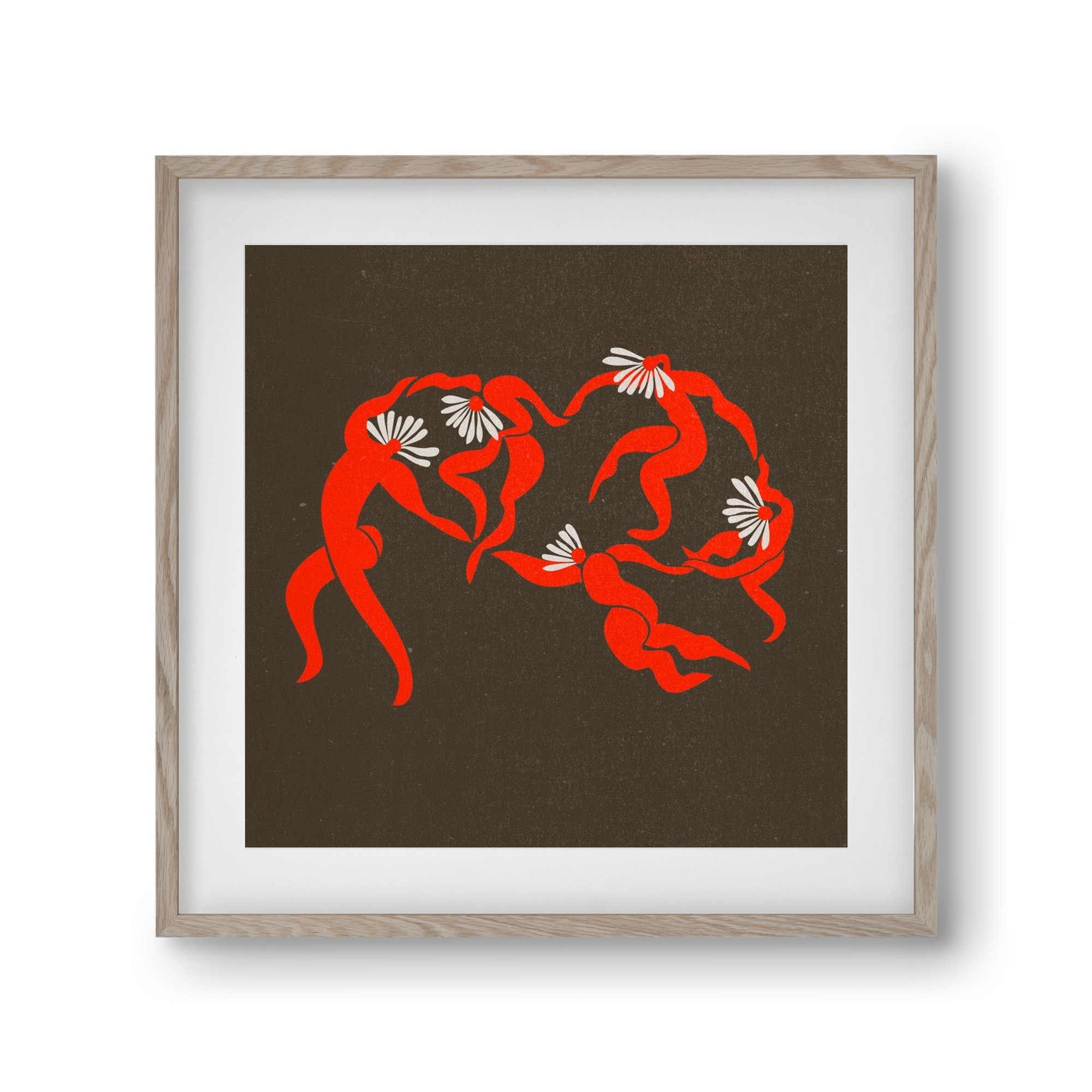 Dancing daisies , 30x30 cm (20x20 cm), Tölgy keret, paszpartuval