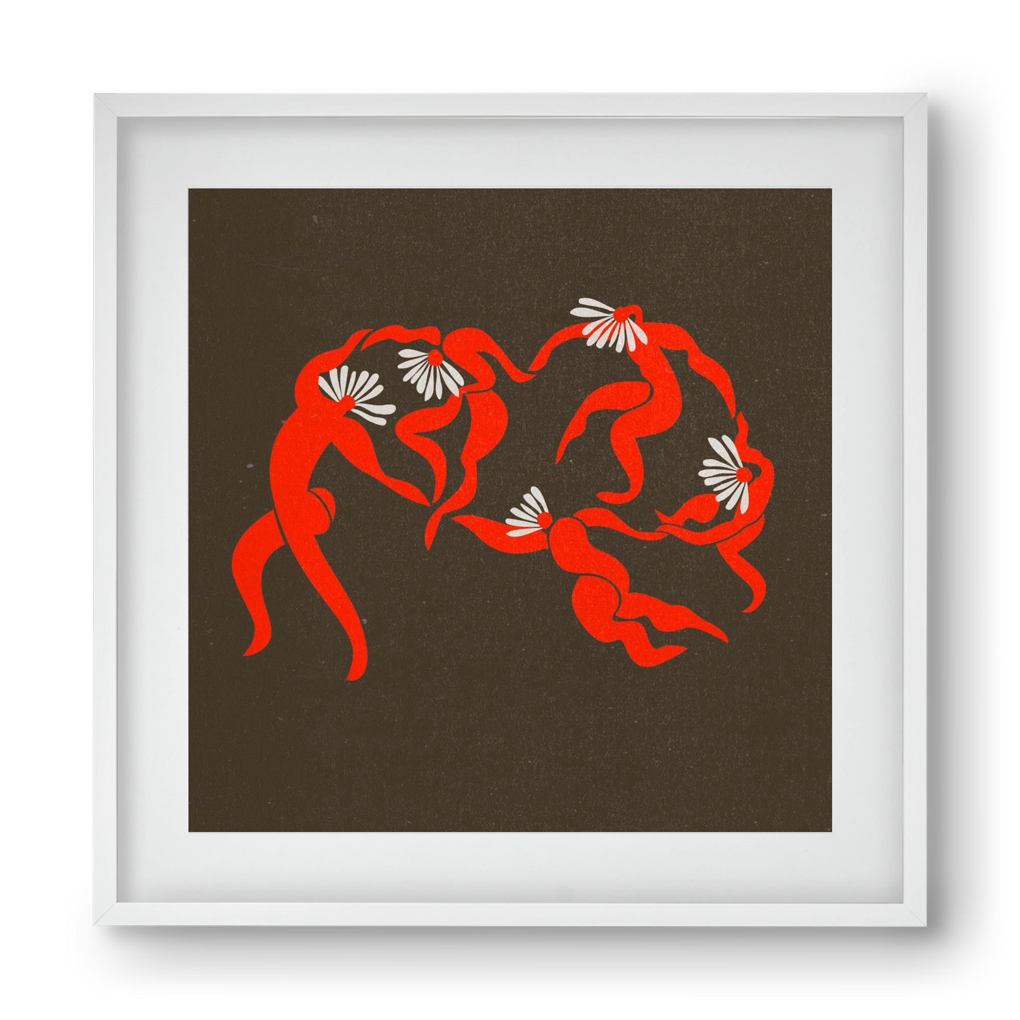 Dancing daisies , 40x40 cm (30x30 cm), Fehér keret, paszpartuval