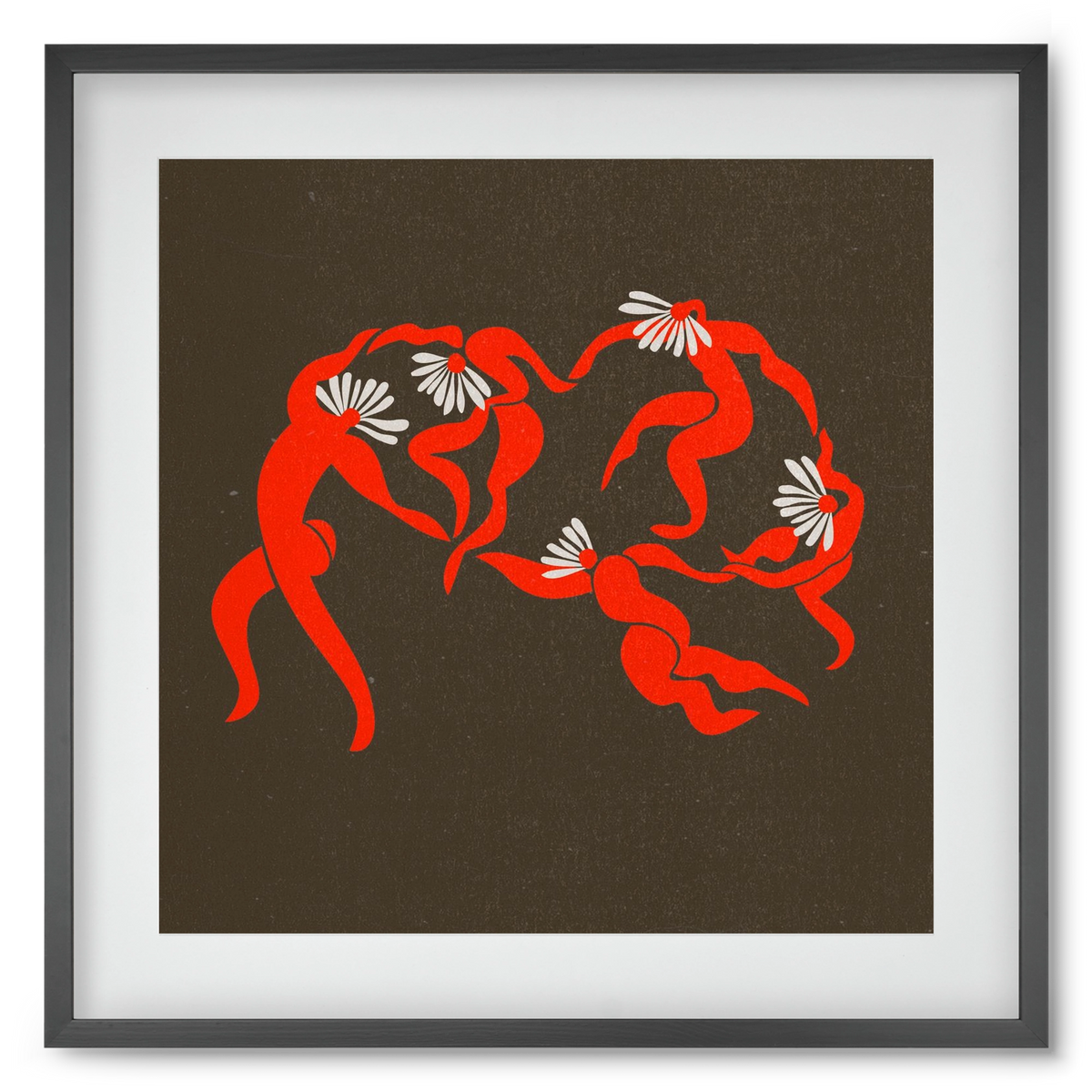 Dancing daisies , 50x50 cm (40x40 cm), Fekete keret, paszpartuval