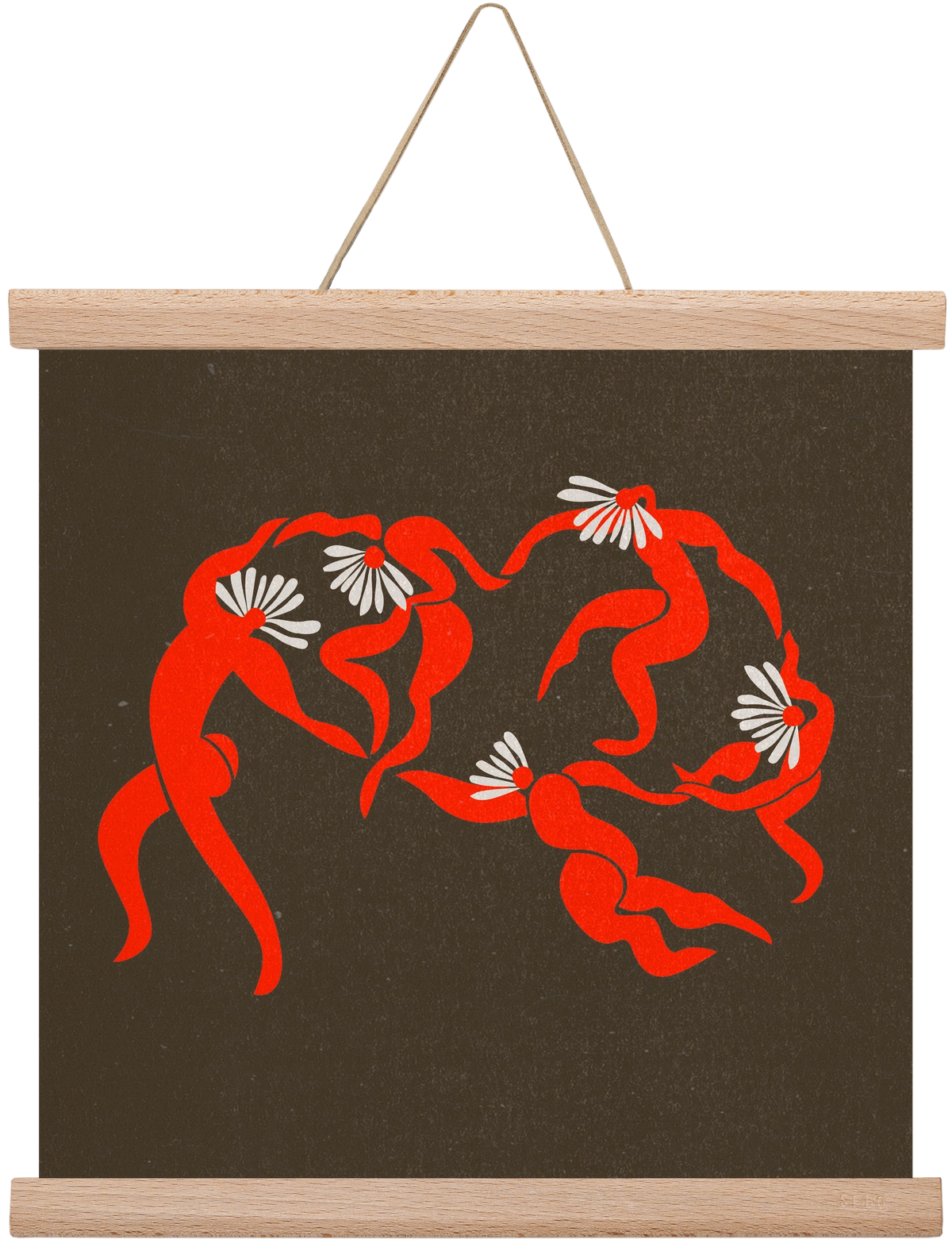 Dancing daisies , 30x30 cm (30x30 cm), Tölgy akasztó