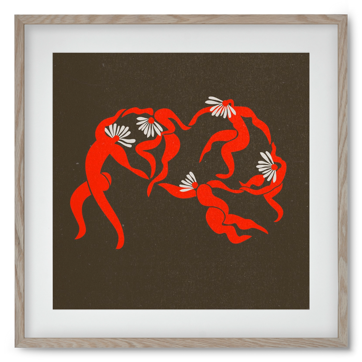 Dancing daisies , 50x50 cm (40x40 cm), Tölgy keret, paszpartuval