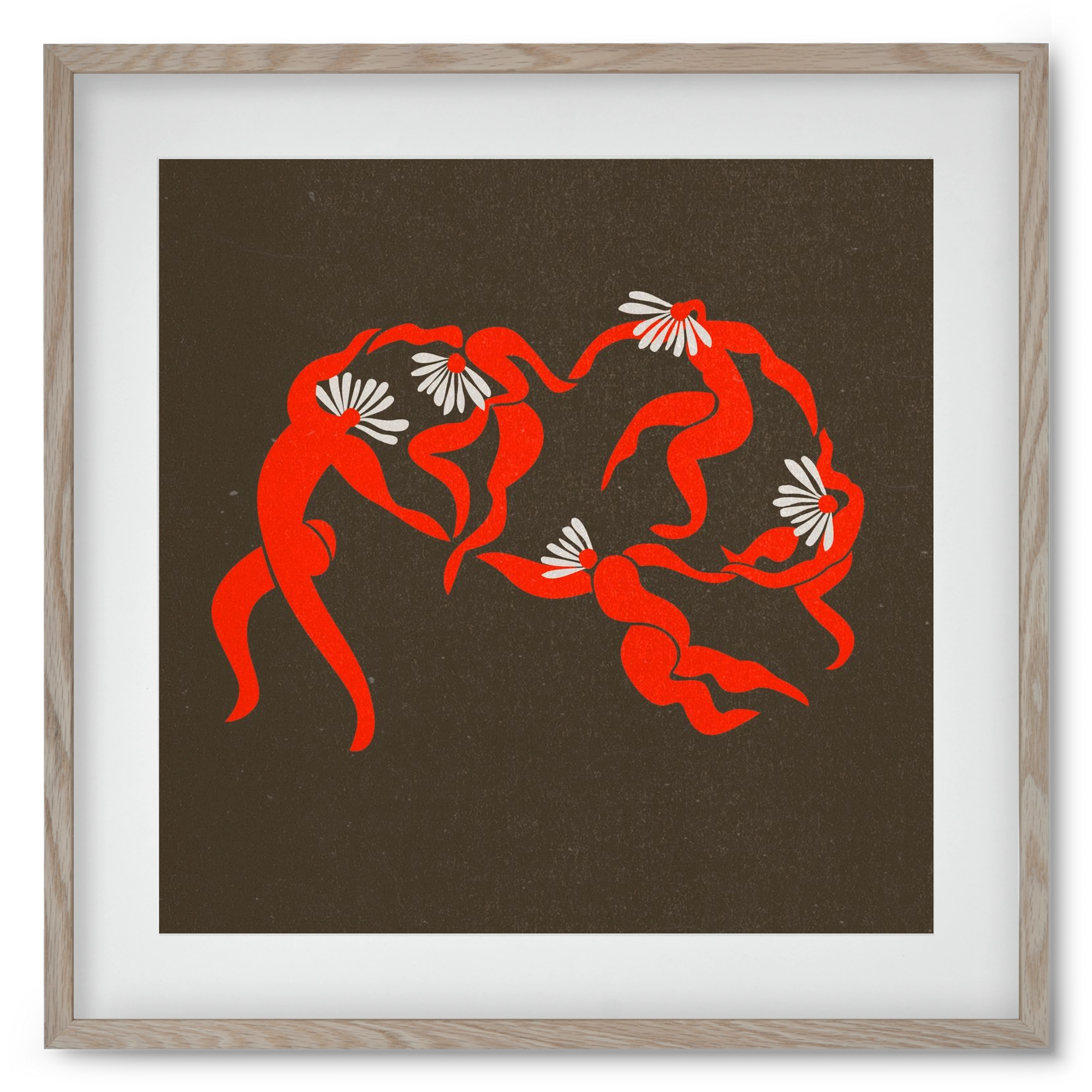 Dancing daisies , 50x50 cm (40x40 cm), Tölgy keret, paszpartuval