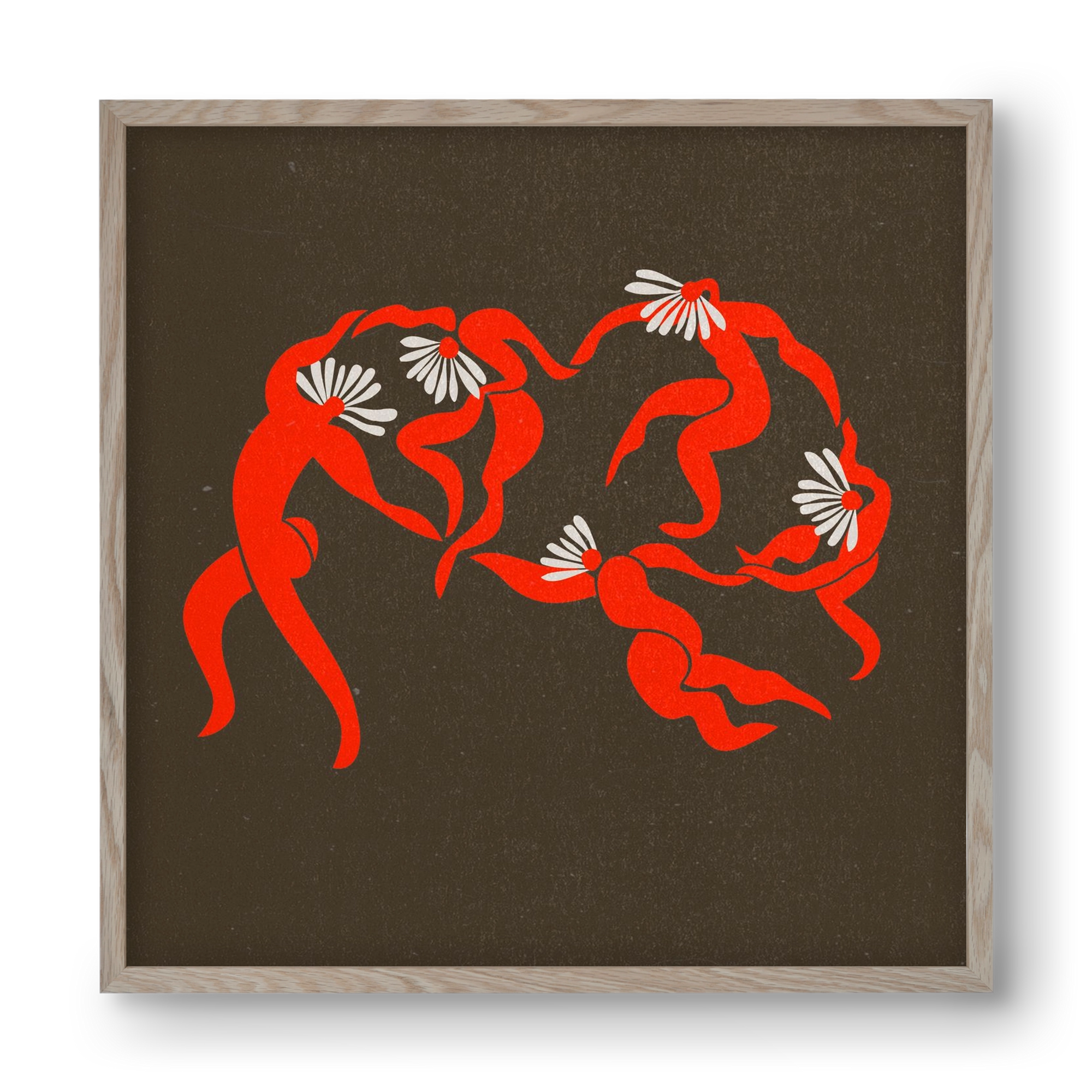 Dancing daisies , 40x40 cm (40x40 cm), Tölgy keret