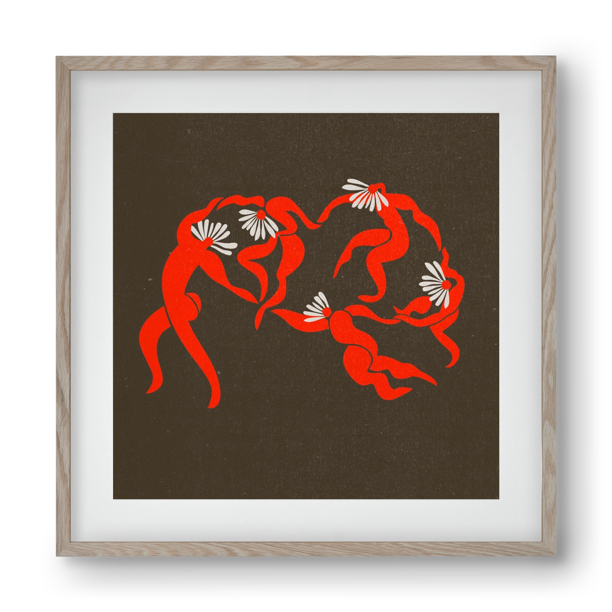 Dancing daisies , 40x40 cm (30x30 cm), Tölgy keret, paszpartuval