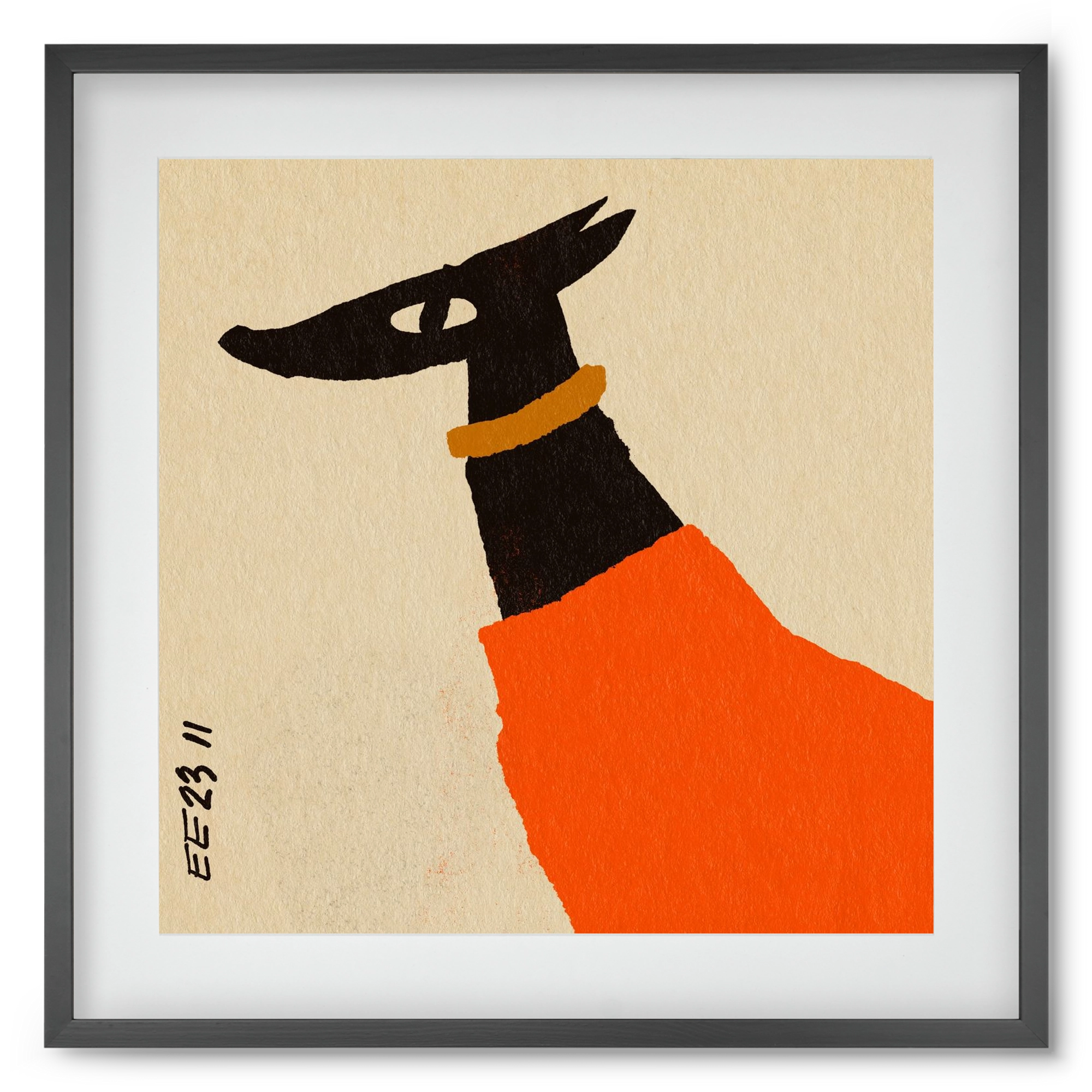 Sonja in red jumper , 50x50 cm (40x40 cm), Fekete keret, paszpartuval