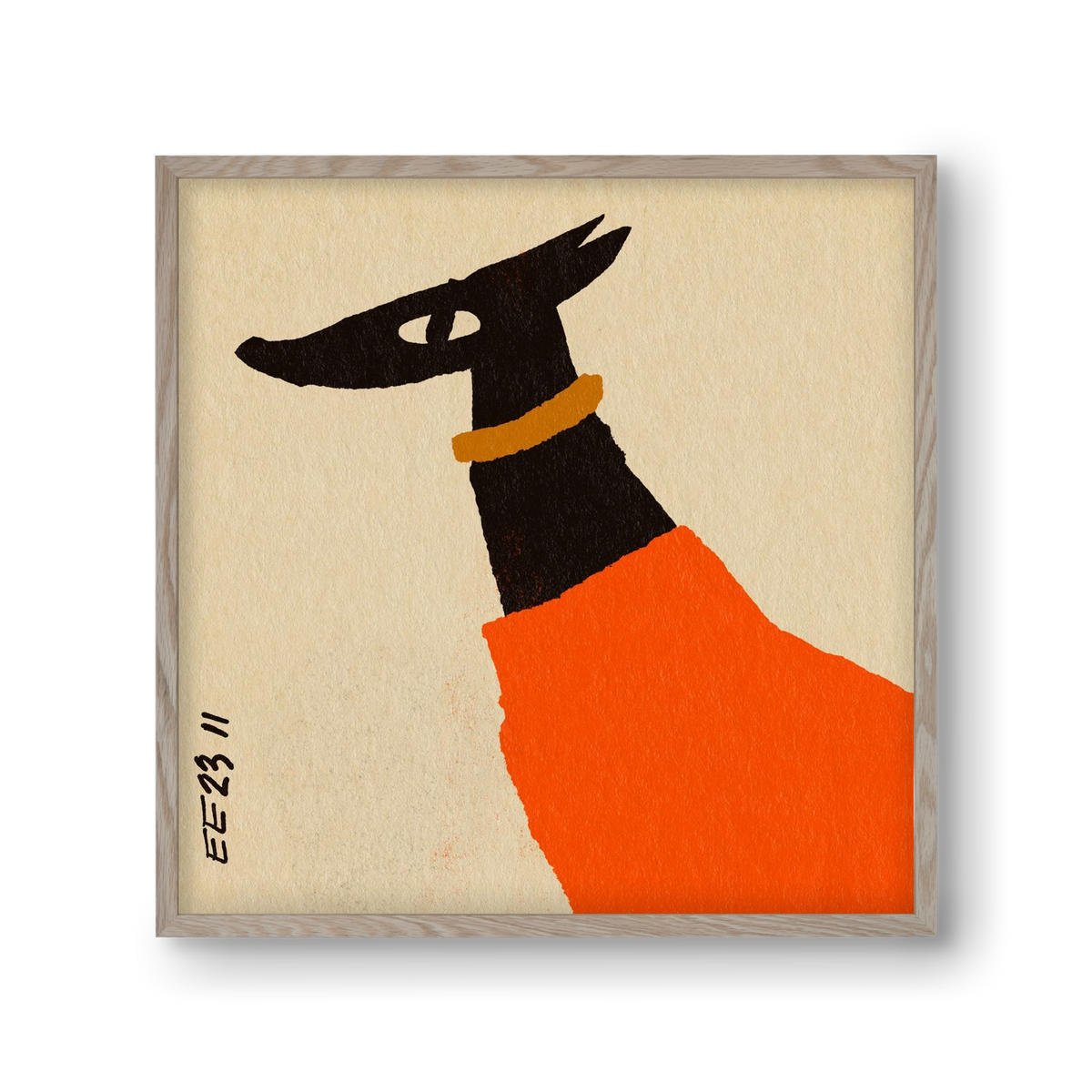 Sonja in red jumper , 30x30 cm (30x30 cm), Tölgy keret