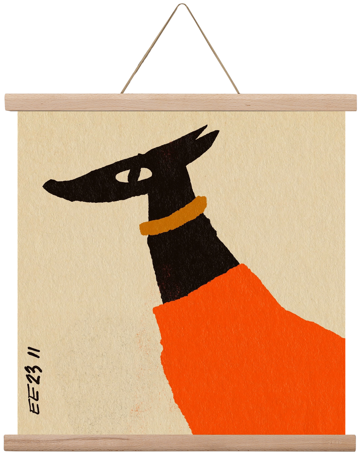 Sonja in red jumper , 40x40 cm (40x40 cm), Tölgy akasztó