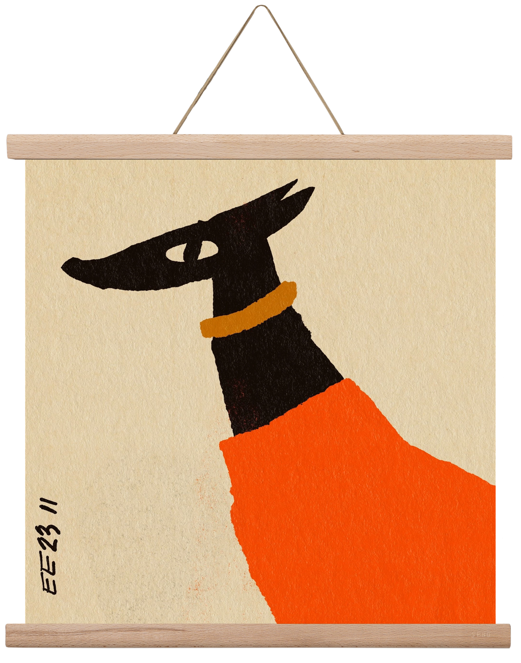 Sonja in red jumper , 40x40 cm (40x40 cm), Tölgy akasztó