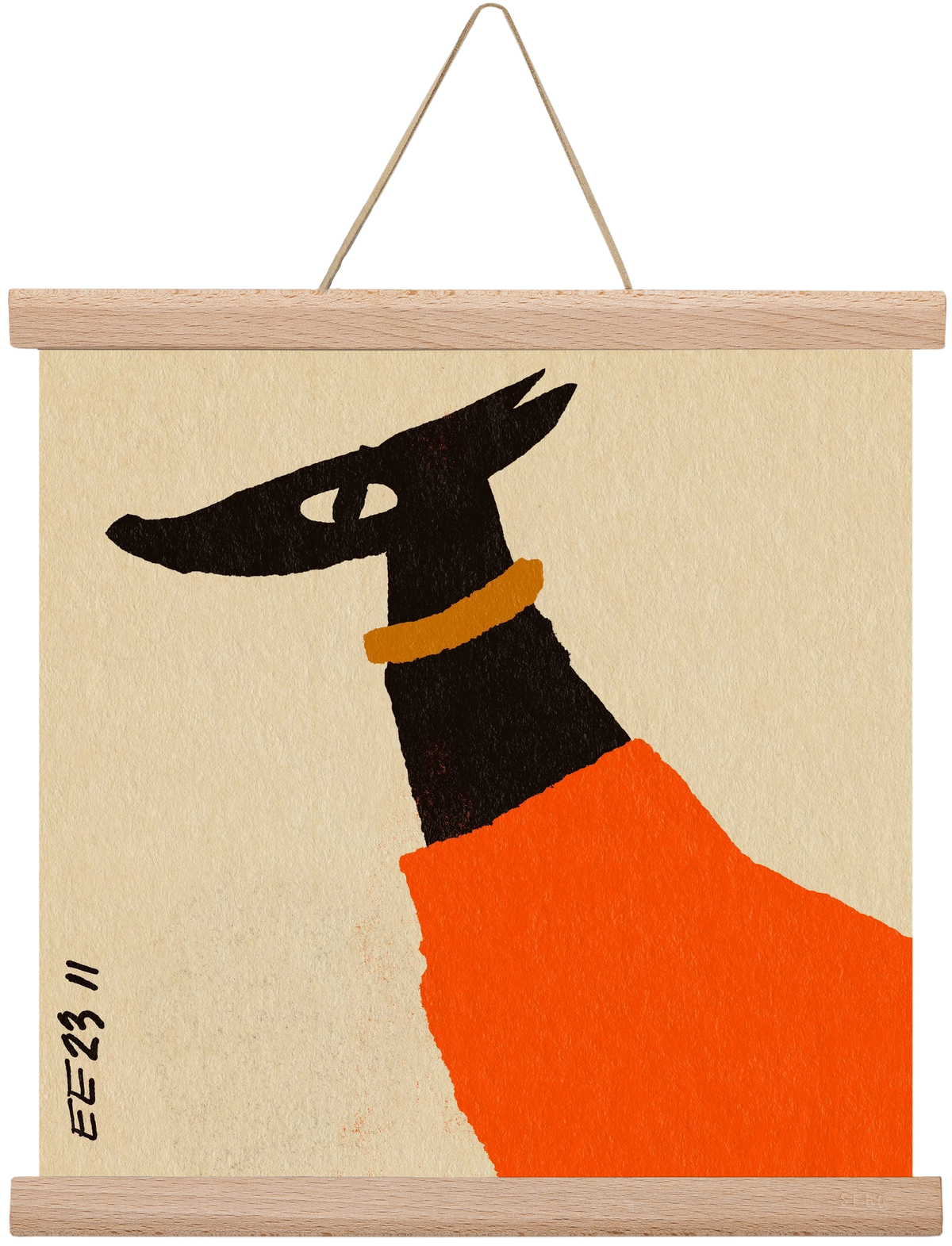 Sonja in red jumper , 30x30 cm (30x30 cm), Tölgy akasztó