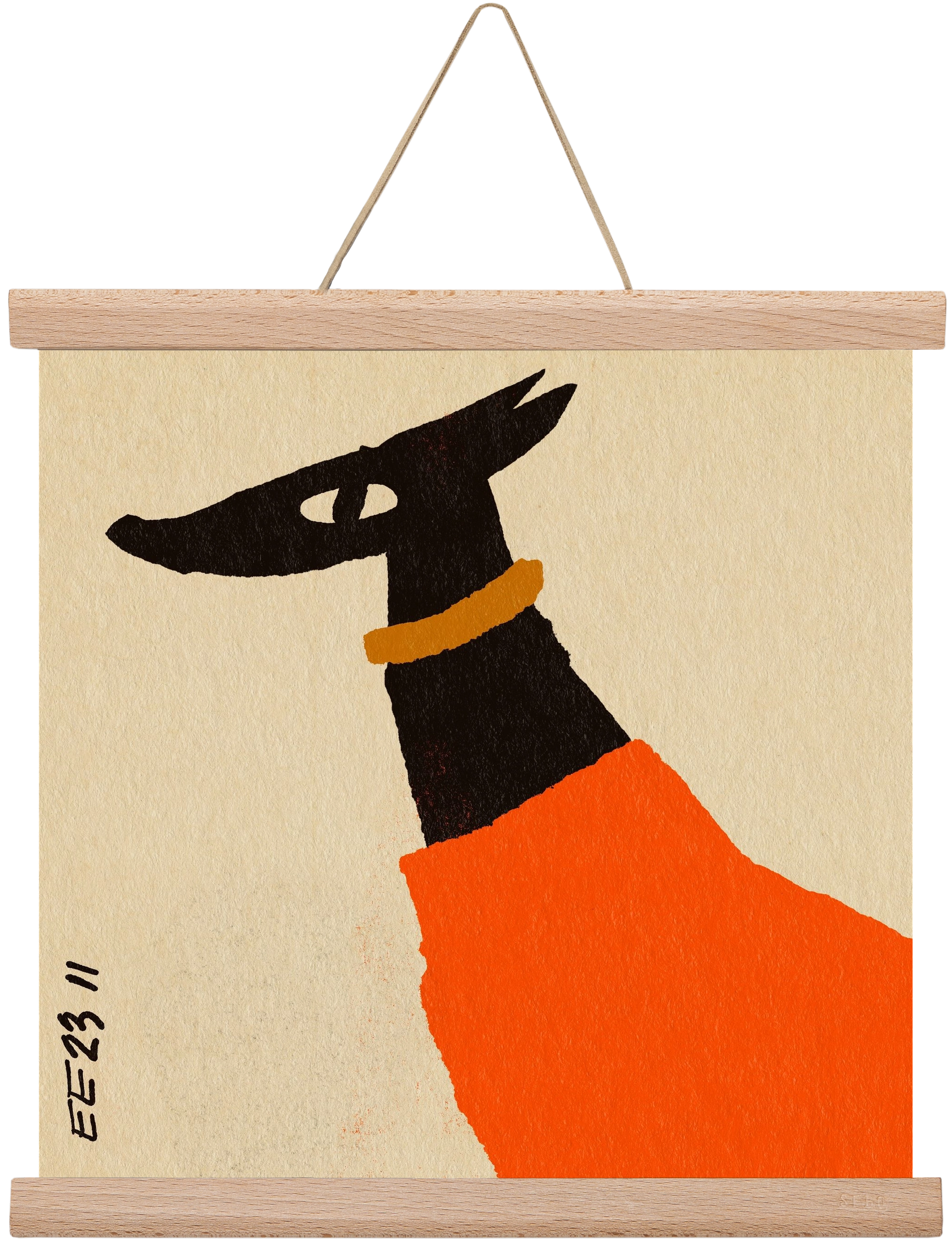 Sonja in red jumper , 30x30 cm (30x30 cm), Tölgy akasztó