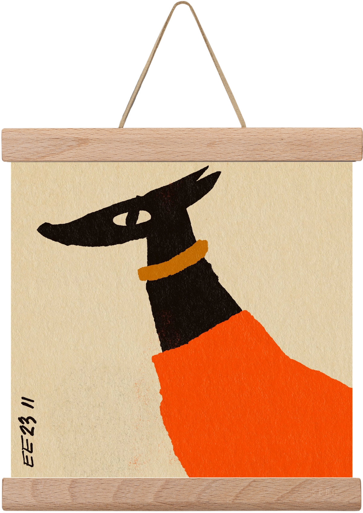 Sonja in red jumper , 20x20 cm (20x20 cm), Tölgy akasztó