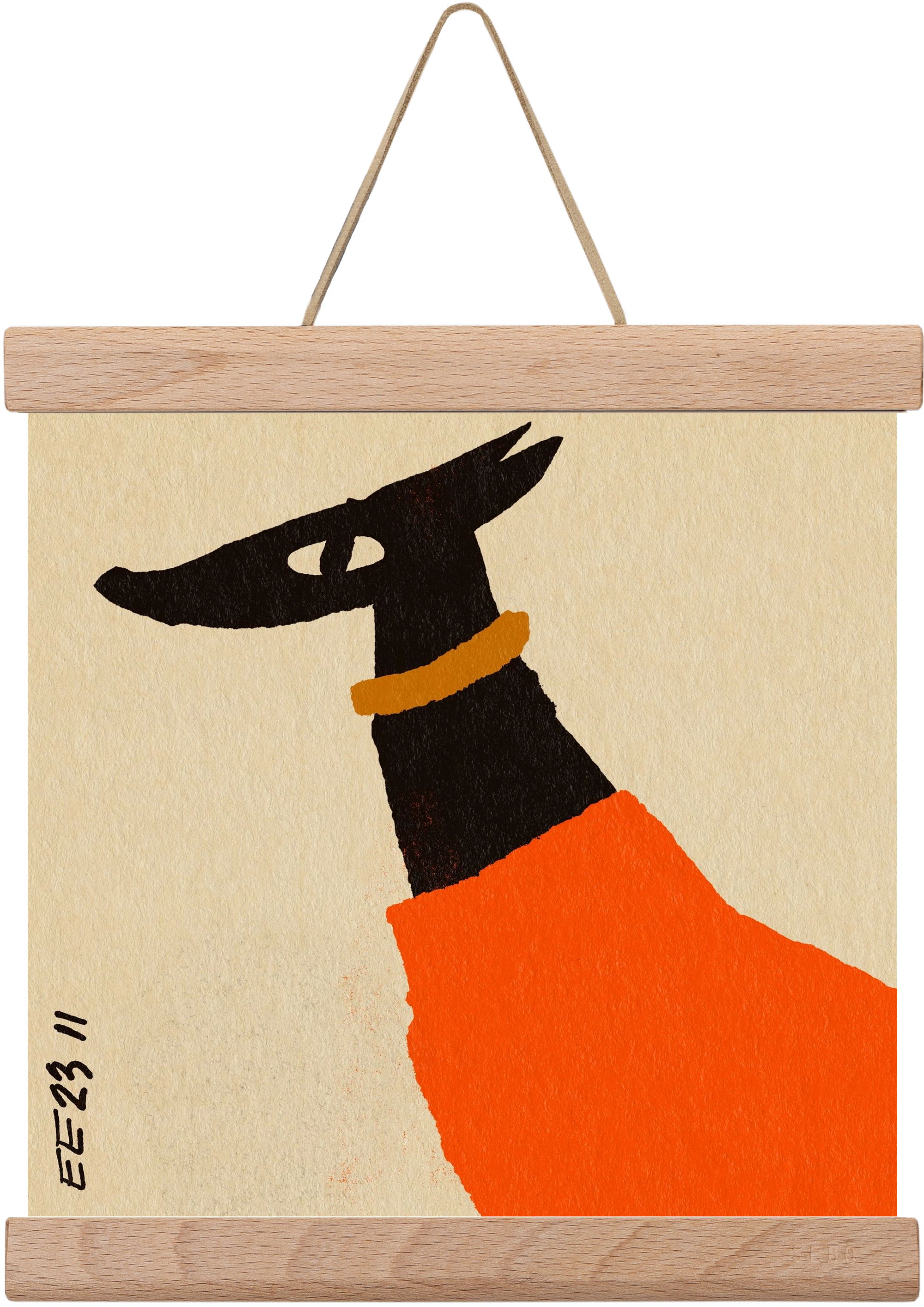 Sonja in red jumper , 20x20 cm (20x20 cm), Tölgy akasztó