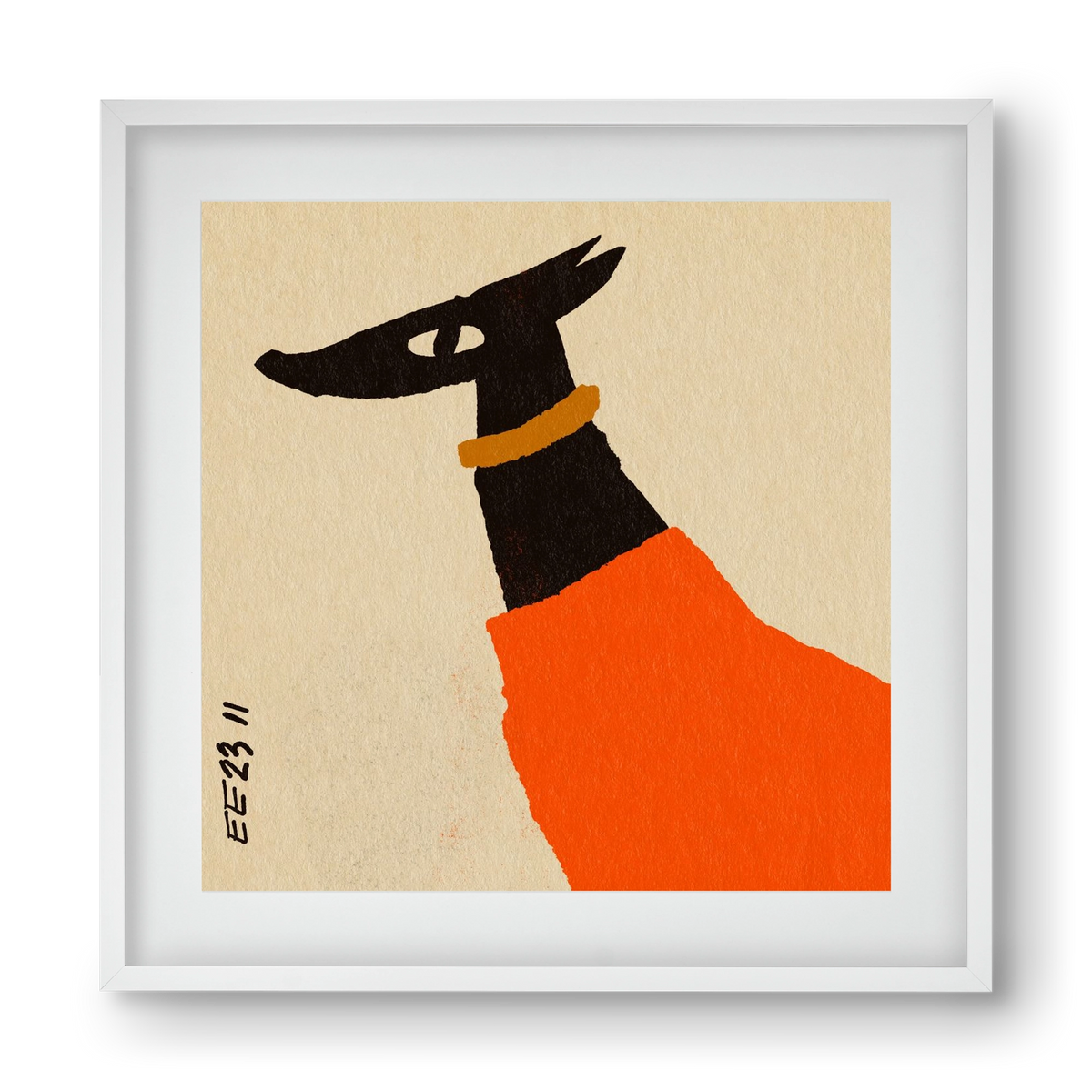 Sonja in red jumper , 40x40 cm (30x30 cm), Fehér keret, paszpartuval