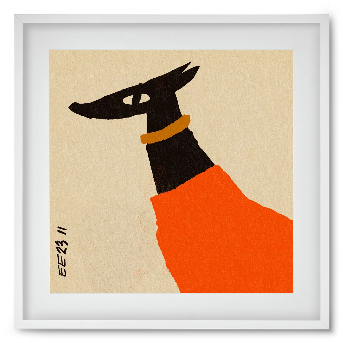 Sonja in red jumper , 50x50 cm (40x40 cm), Fehér keret, paszpartuval