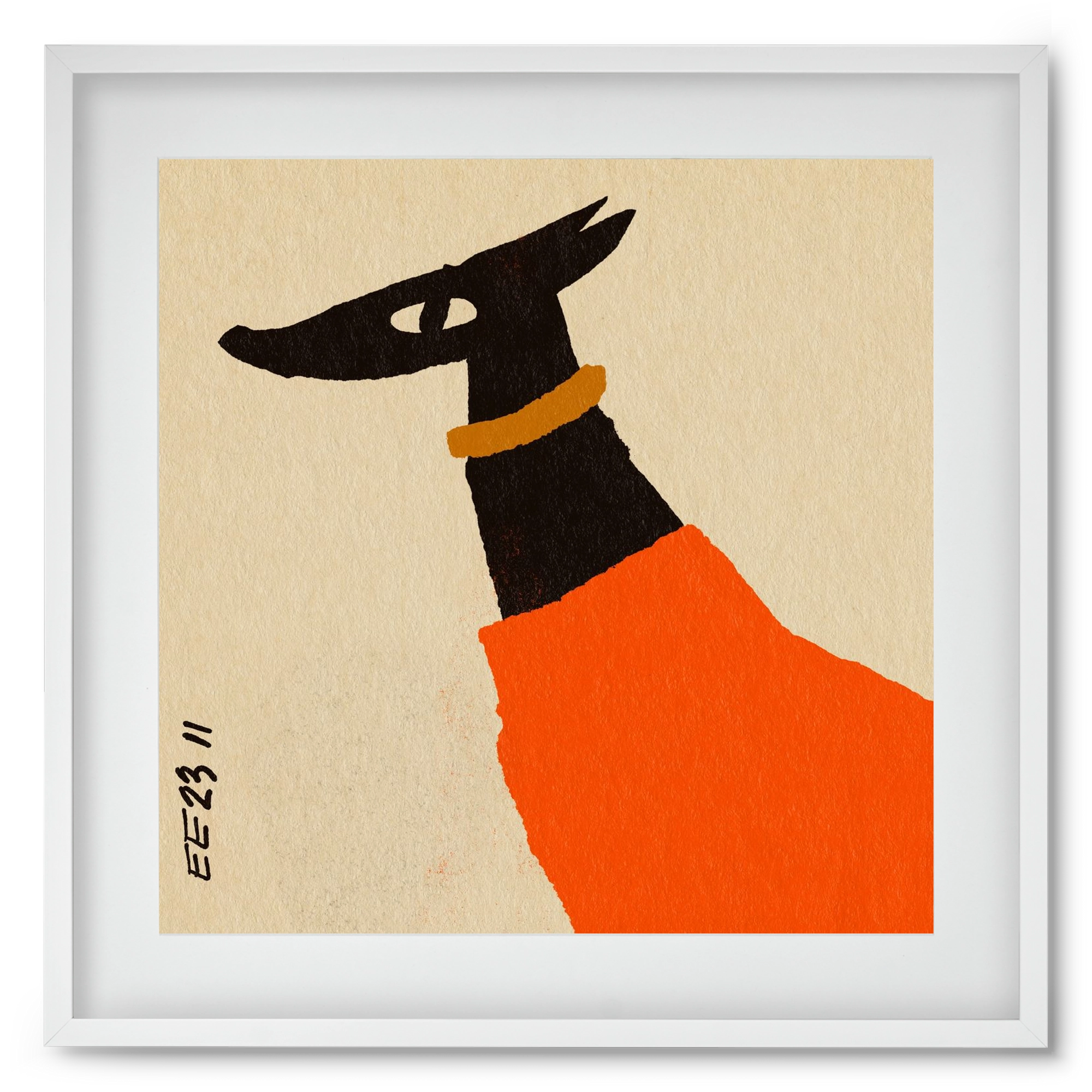 Sonja in red jumper , 50x50 cm (40x40 cm), Fehér keret, paszpartuval