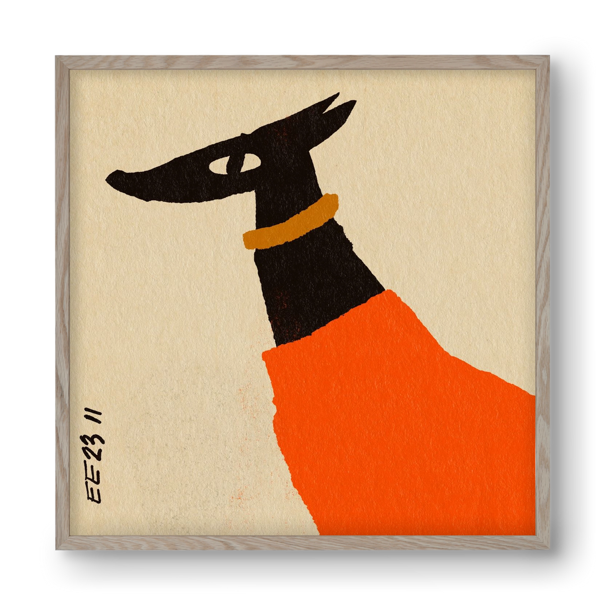 Sonja in red jumper , 40x40 cm (40x40 cm), Tölgy keret