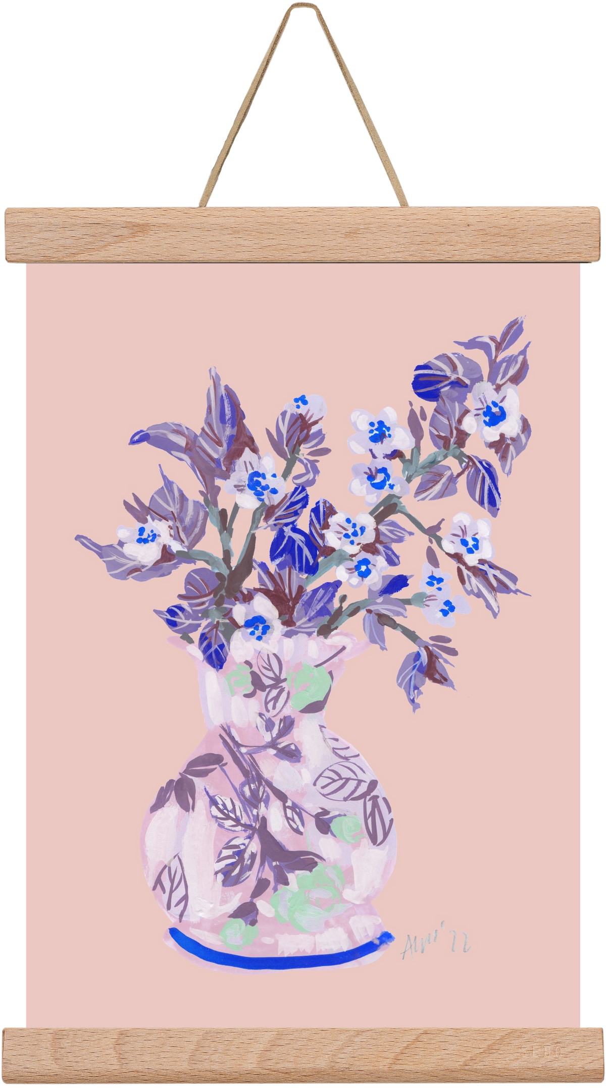 Apple Blossom In Vase- coral, 20x30 cm (20x30 cm), Tölgy akasztó