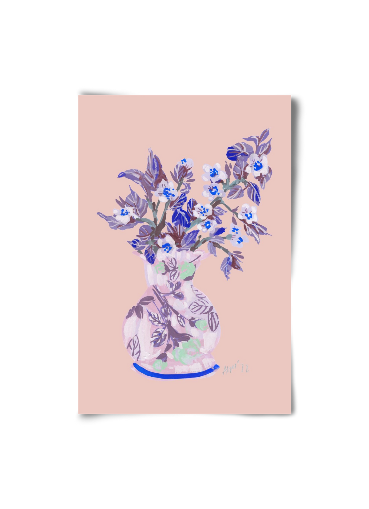 Apple Blossom In Vase- coral, 20x30 cm, Keret nélkül