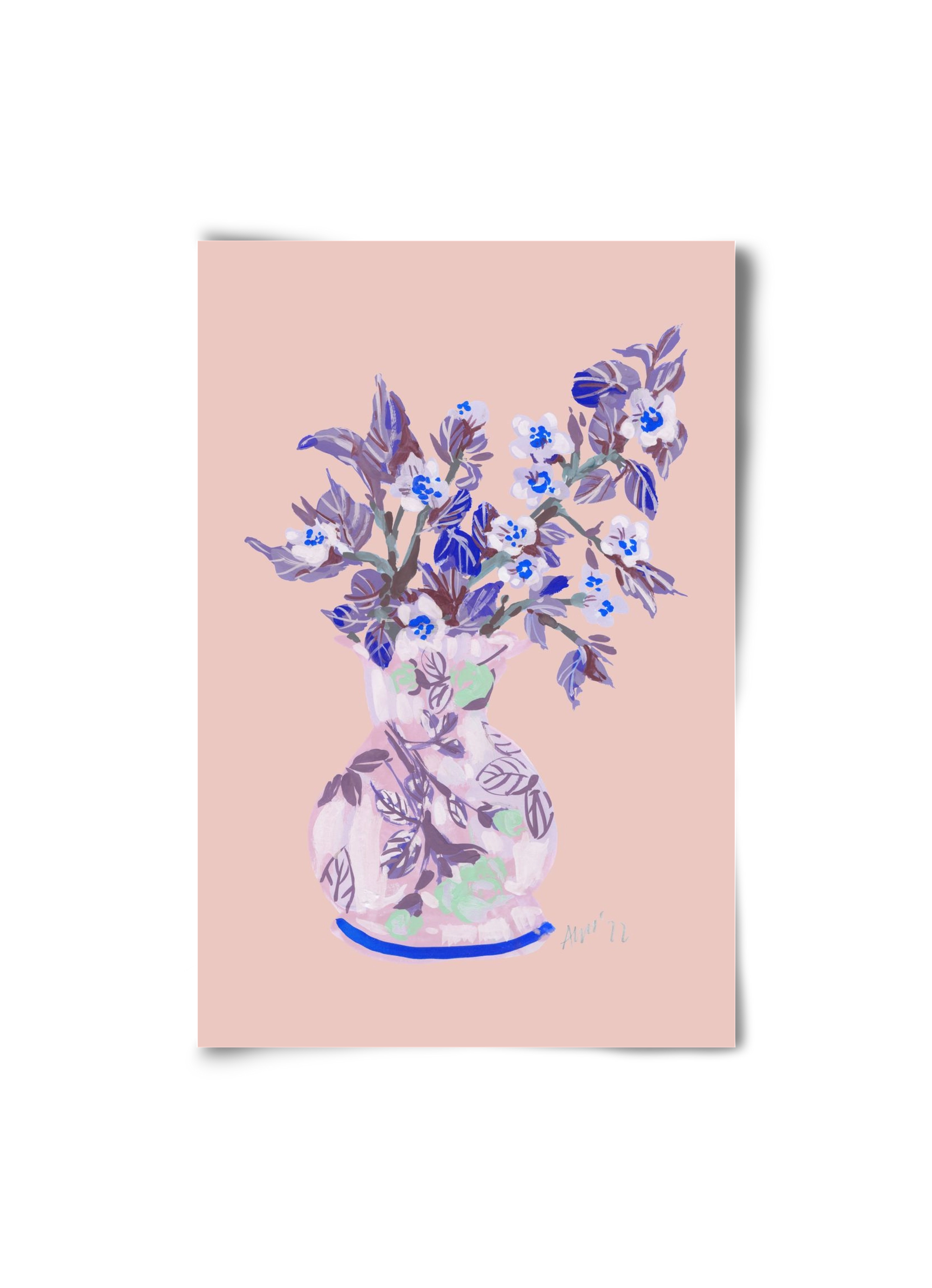 Apple Blossom In Vase- coral, 20x30 cm, Keret nélkül