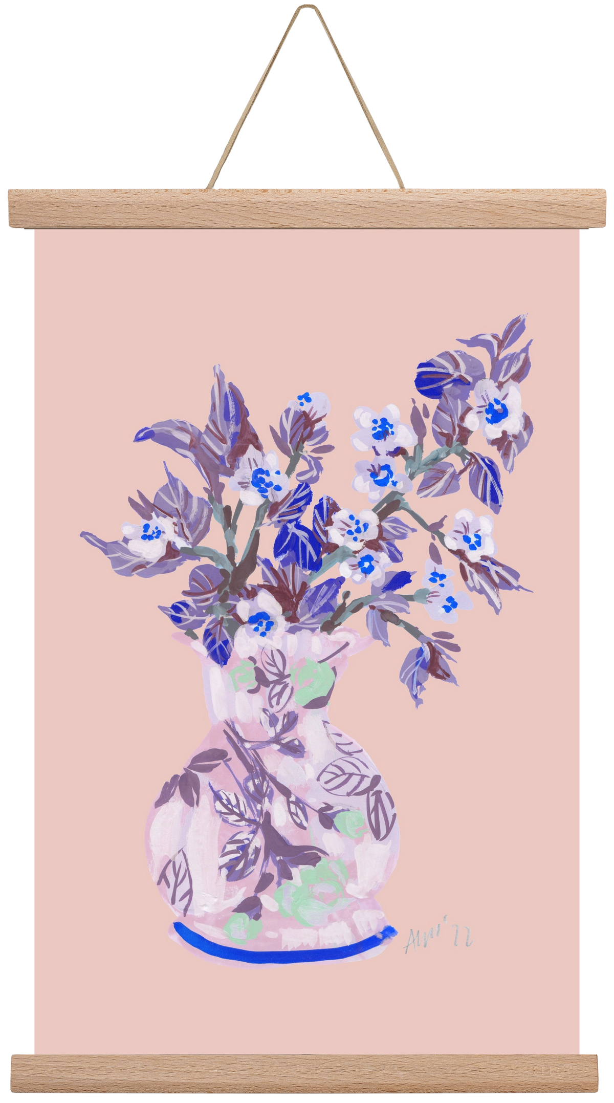 Apple Blossom In Vase- coral, 30x45 cm (30x45 cm), Tölgy akasztó