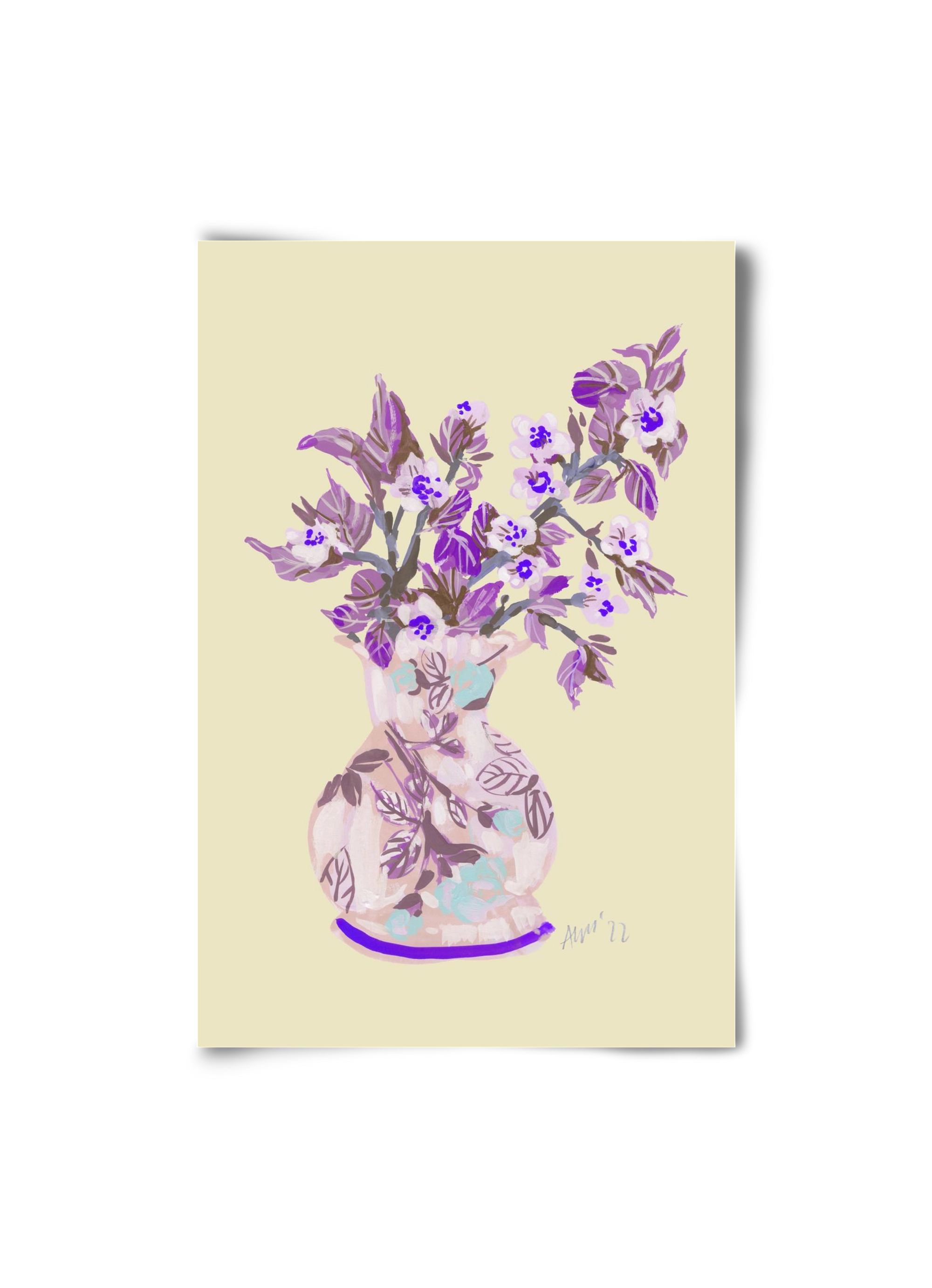Apple Blossom In Vase- violet, 20x30 cm, Keret nélkül