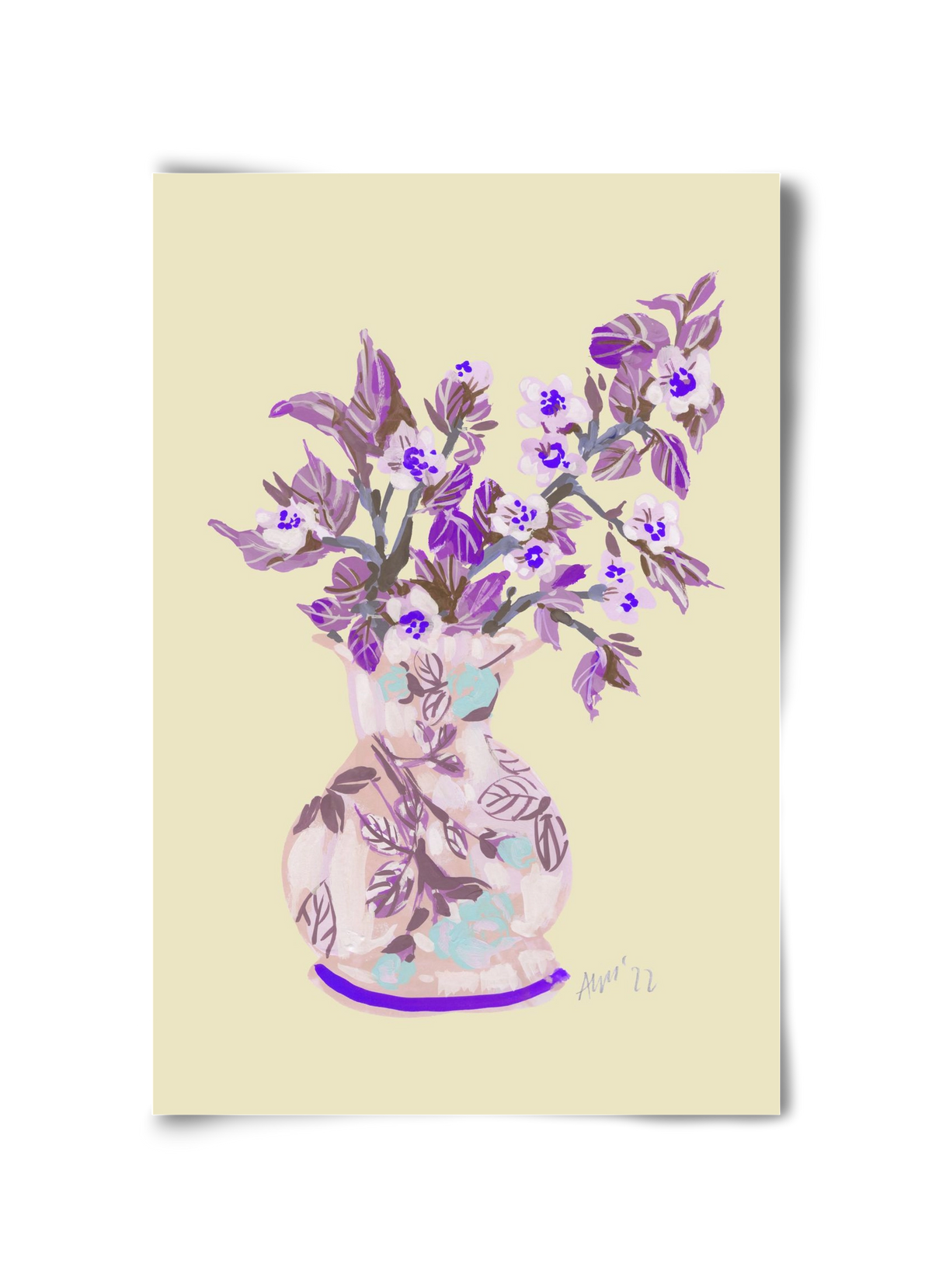 Apple Blossom In Vase- violet, 30x45 cm, Keret nélkül