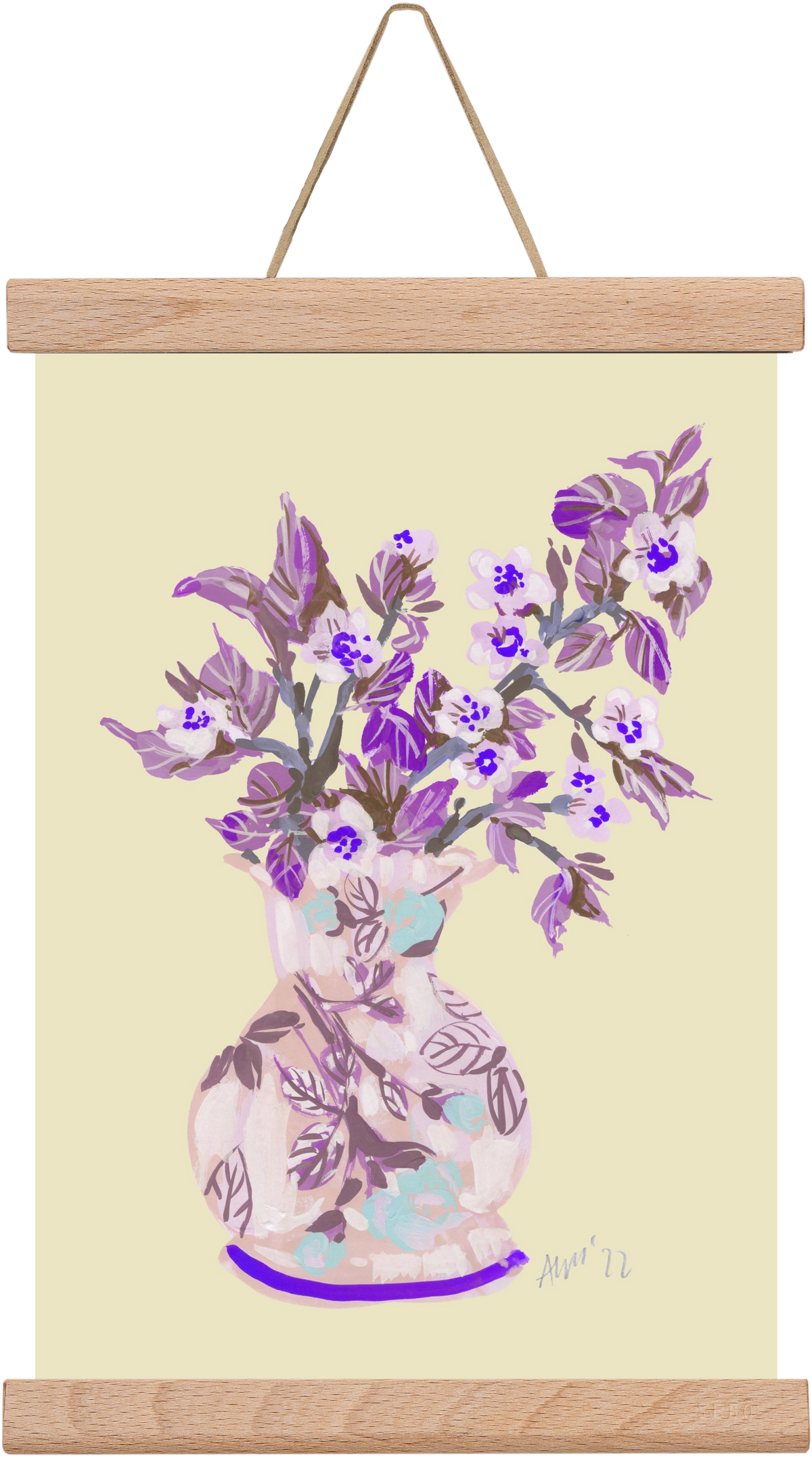 Apple Blossom In Vase- violet, 20x30 cm (20x30 cm), Tölgy akasztó