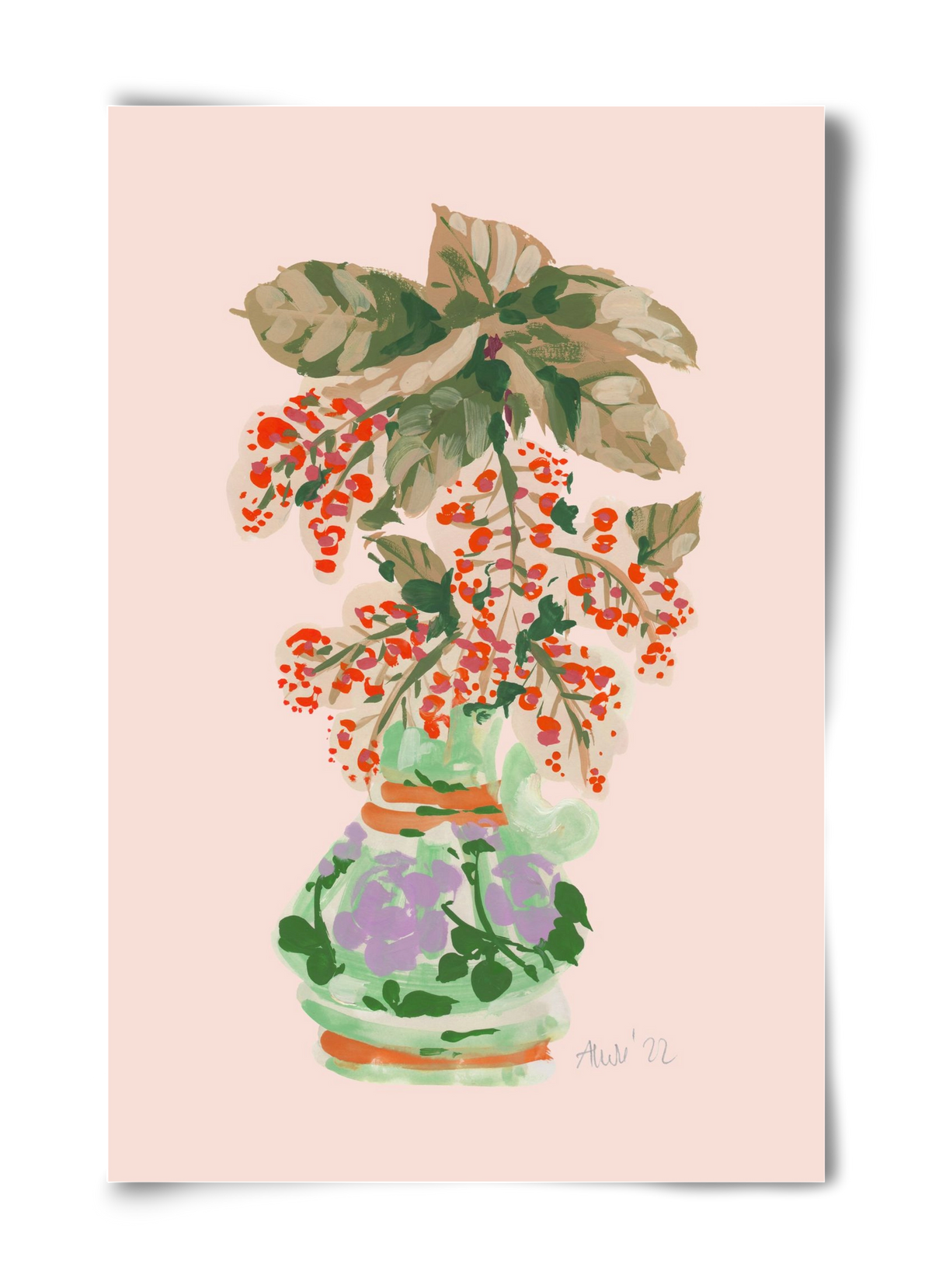 Apple Blossom In Vase- red, 40x60 cm, Keret nélkül