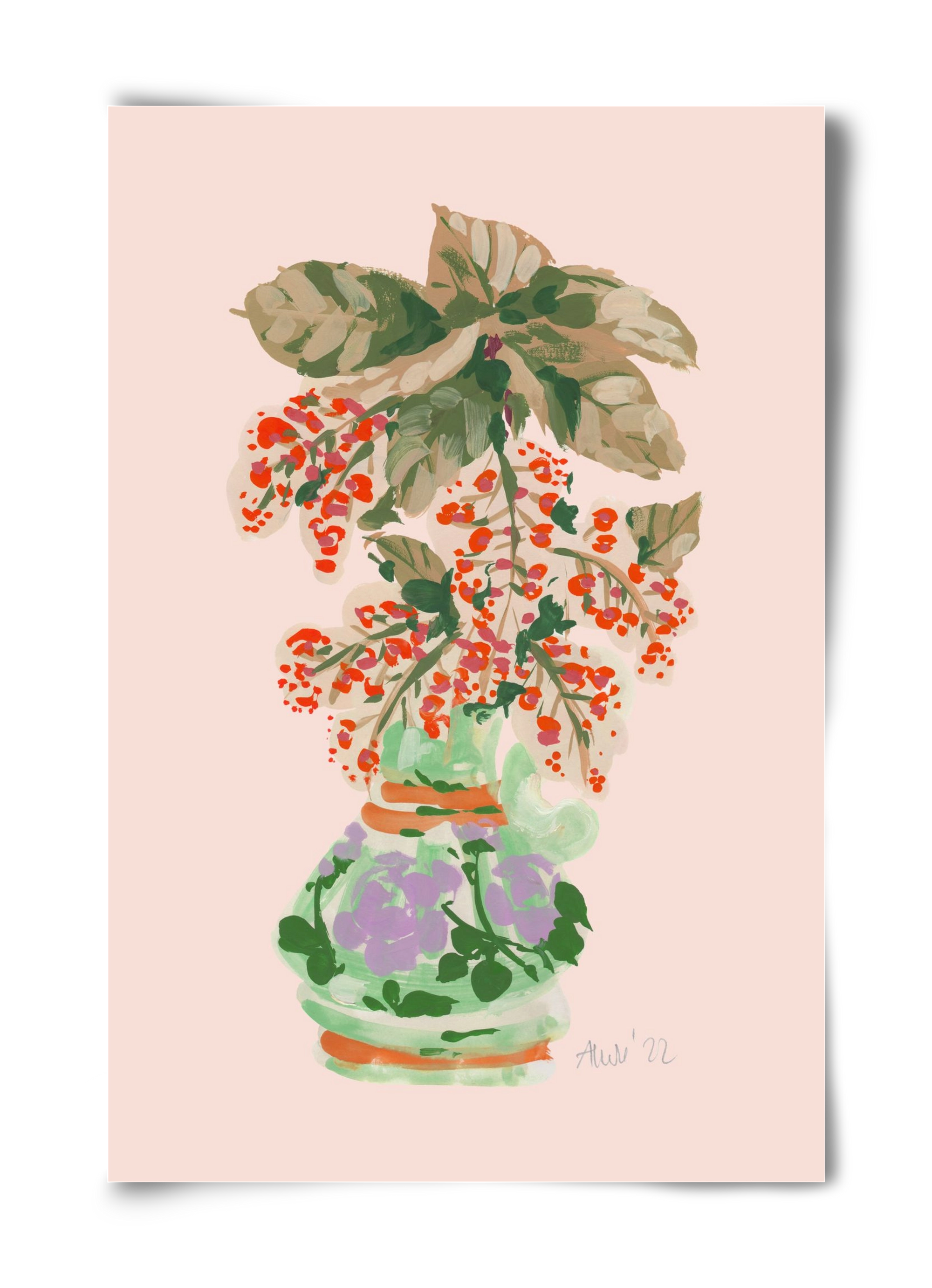 Apple Blossom In Vase- red, 40x60 cm, Keret nélkül