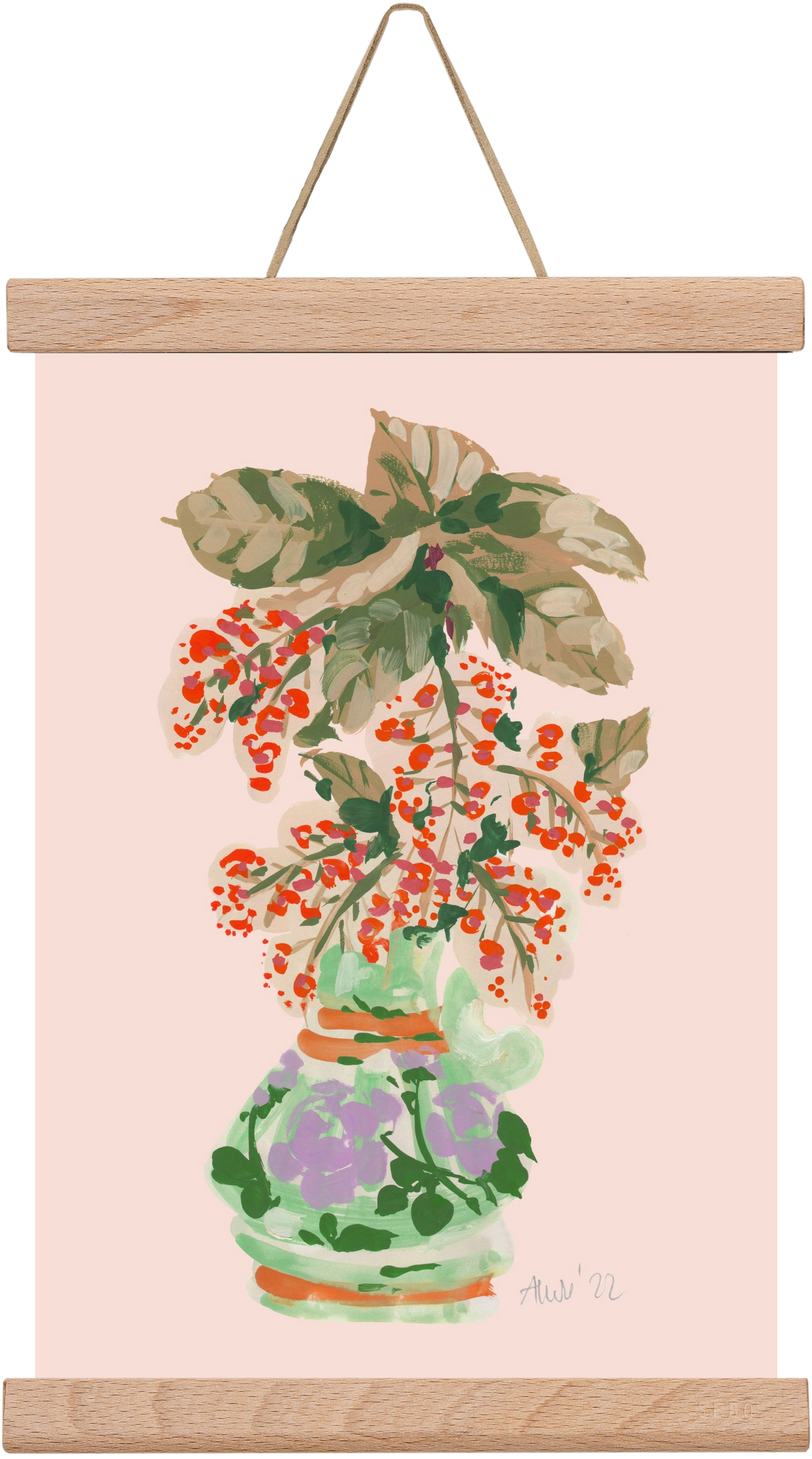 Apple Blossom In Vase- red, 20x30 cm (20x30 cm), Tölgy akasztó