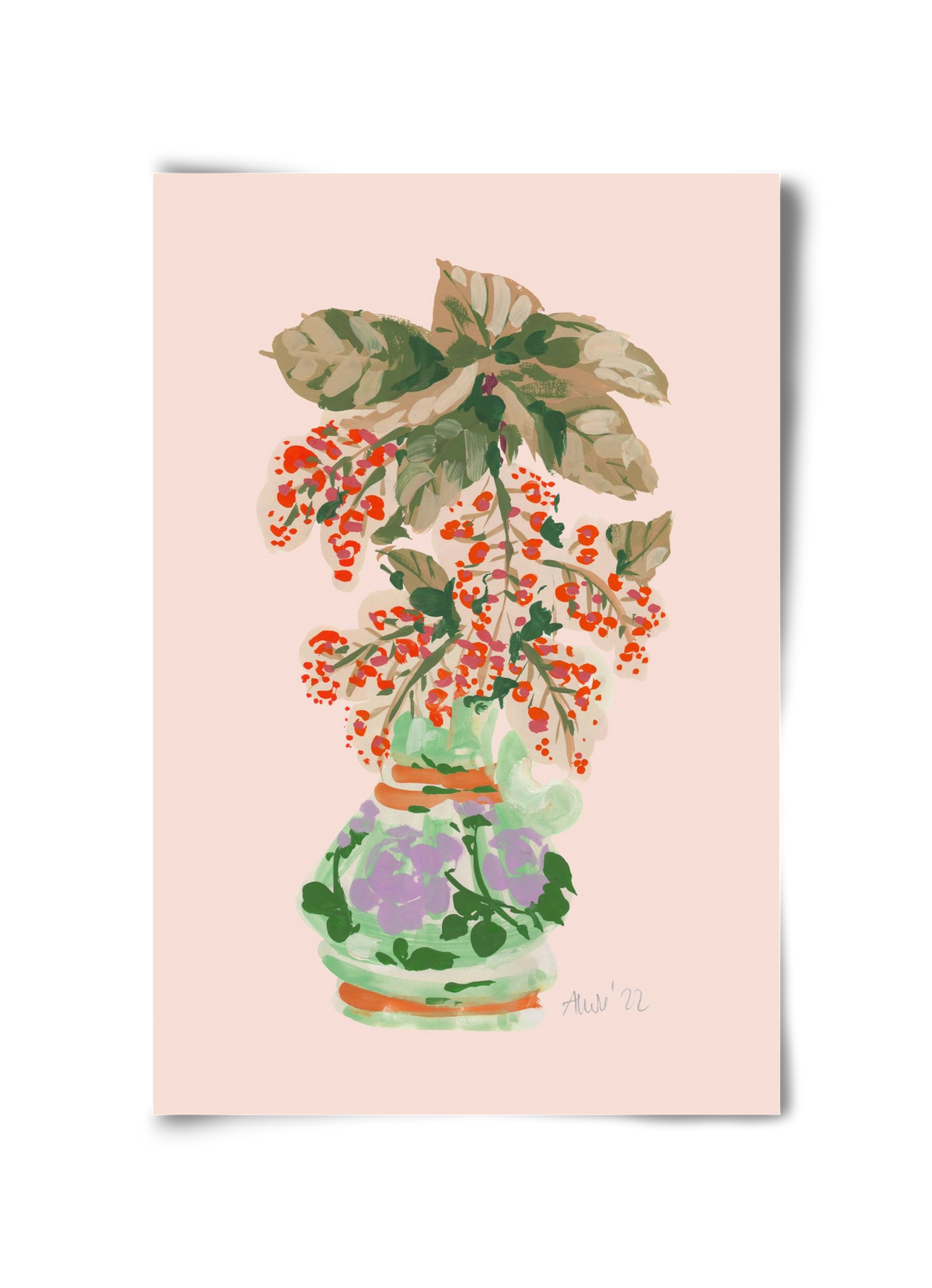 Apple Blossom In Vase- red, 30x45 cm, Keret nélkül