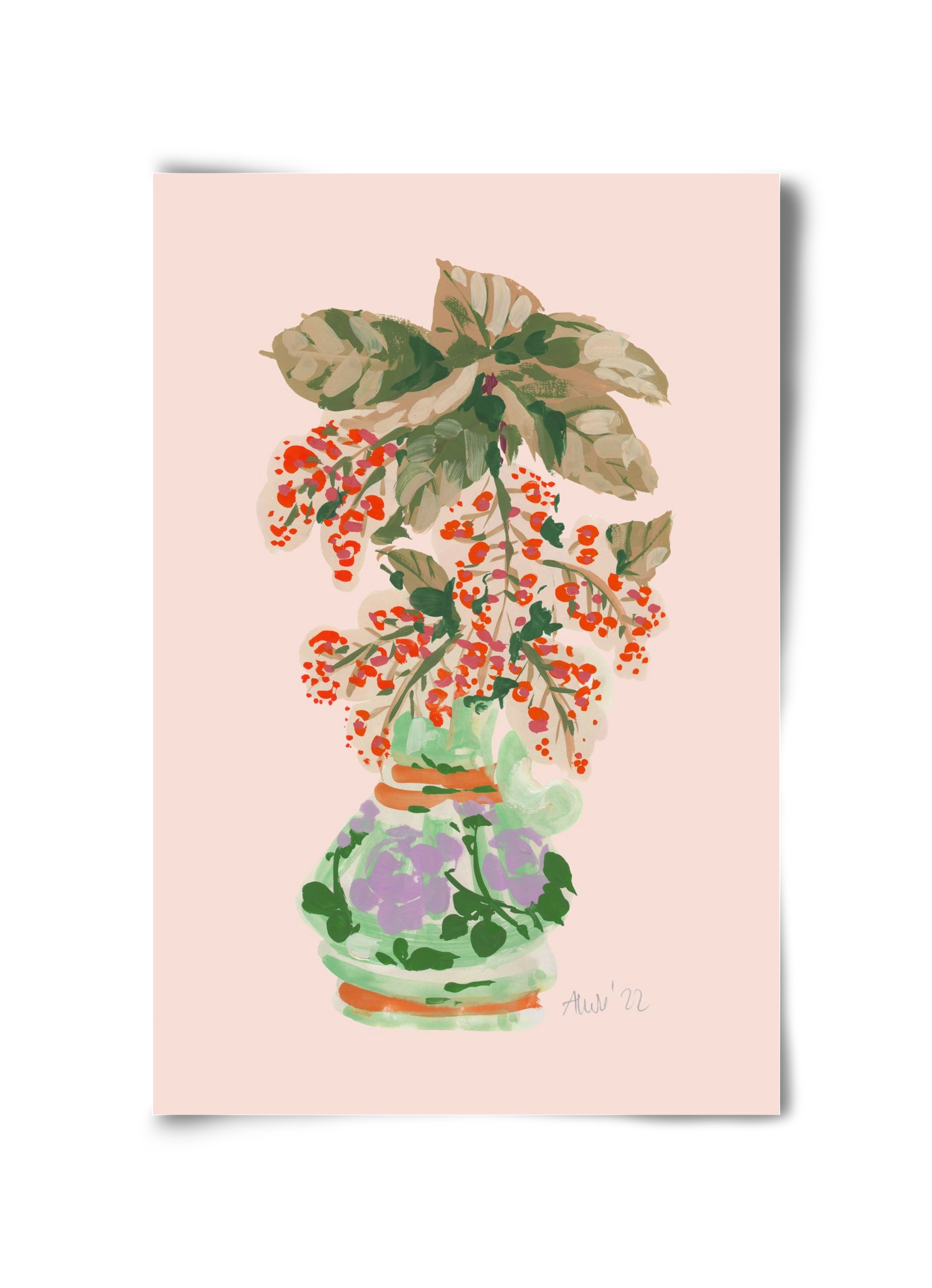 Apple Blossom In Vase- red, 30x45 cm, Keret nélkül