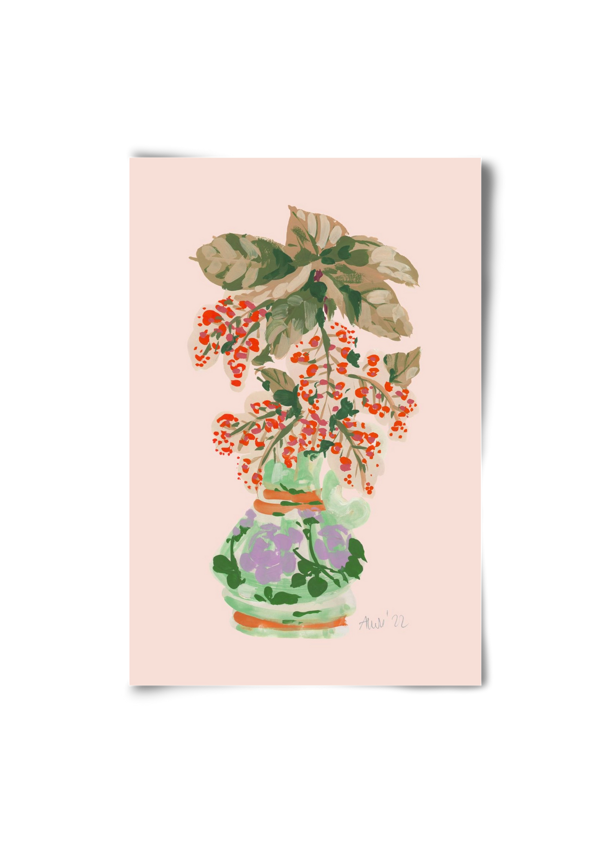 Apple Blossom In Vase- red, 20x30 cm, Keret nélkül