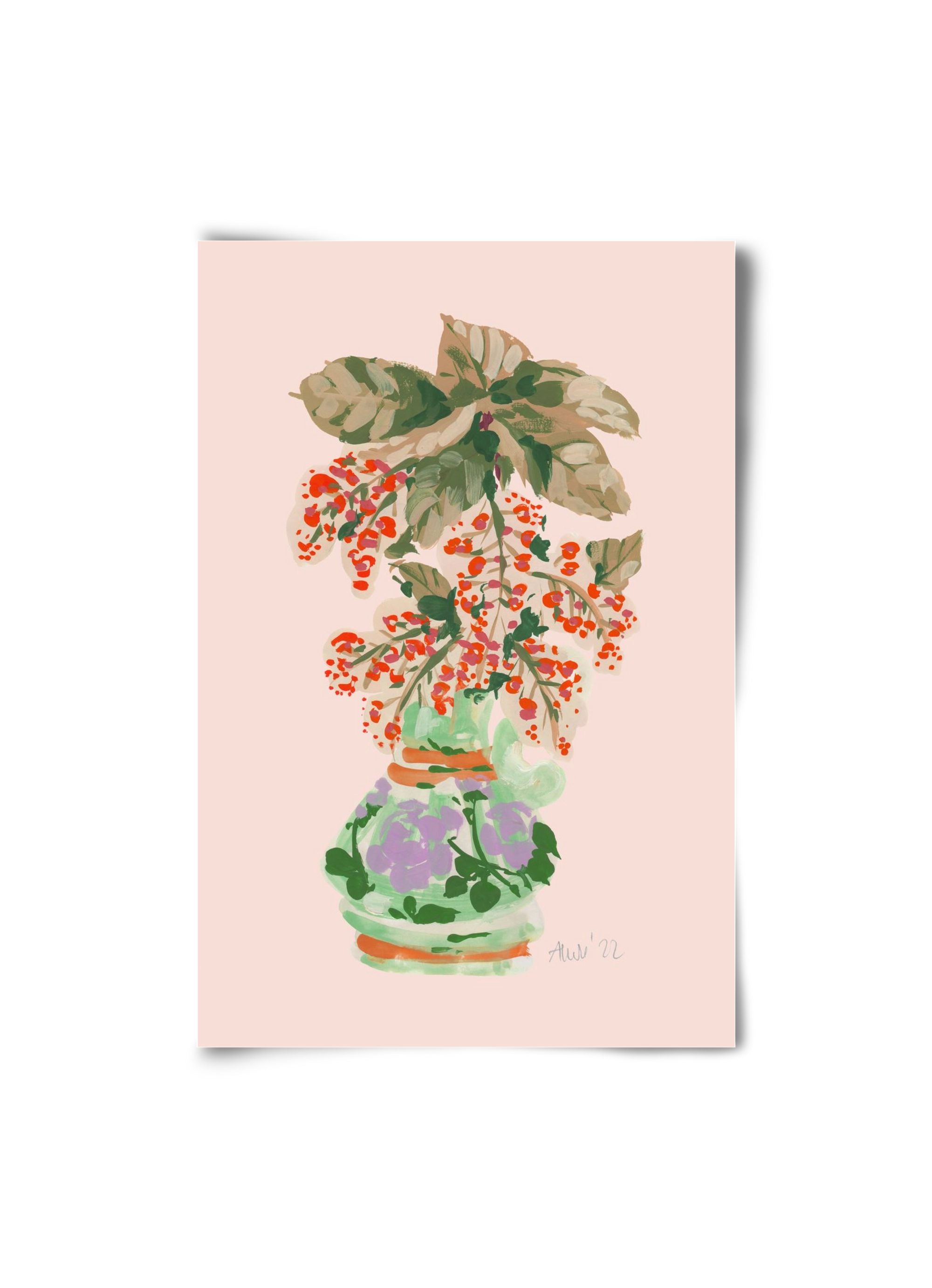 Apple Blossom In Vase- red, 20x30 cm, Keret nélkül