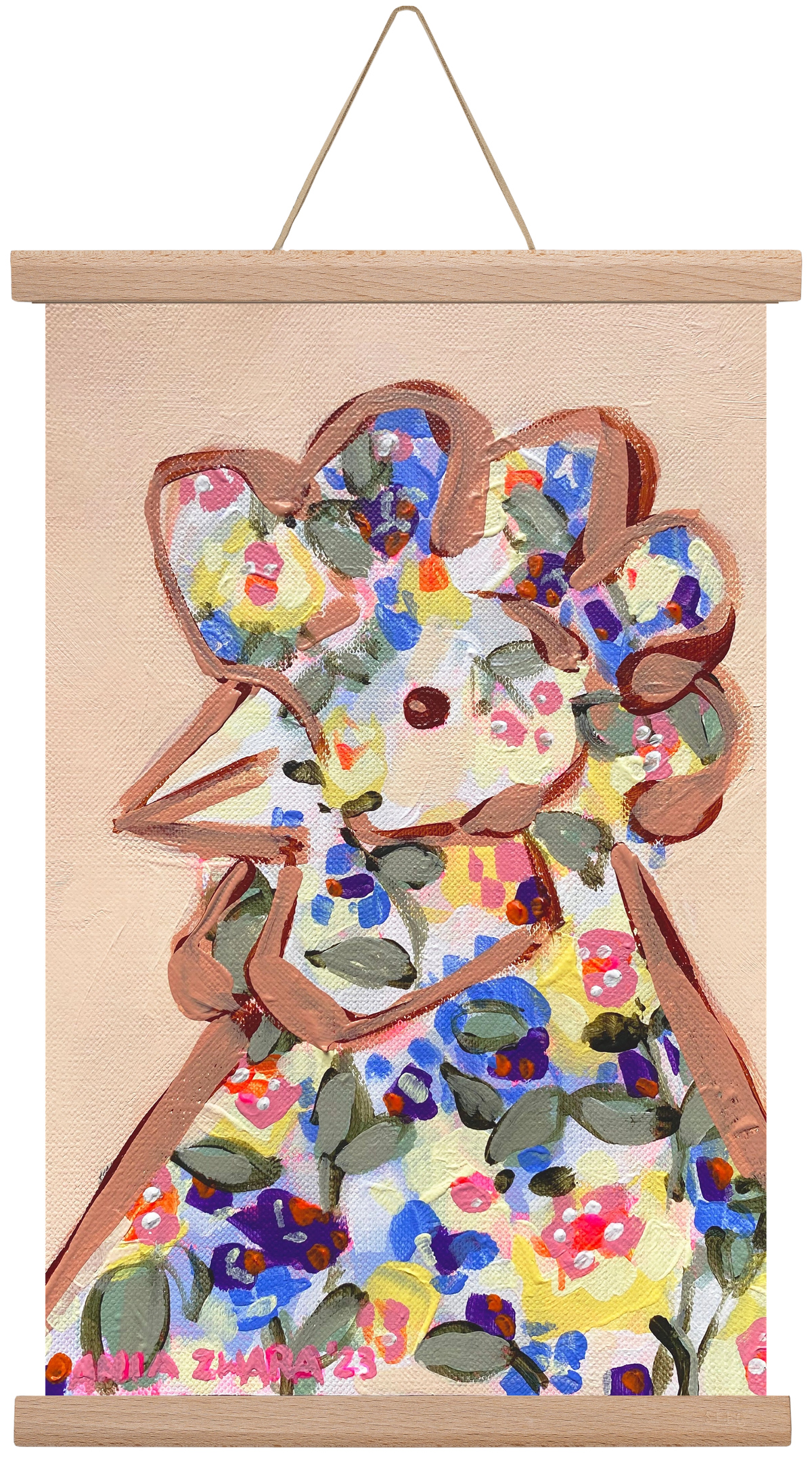 Spring mama hen, 30x45 cm (30x45 cm), Tölgy akasztó