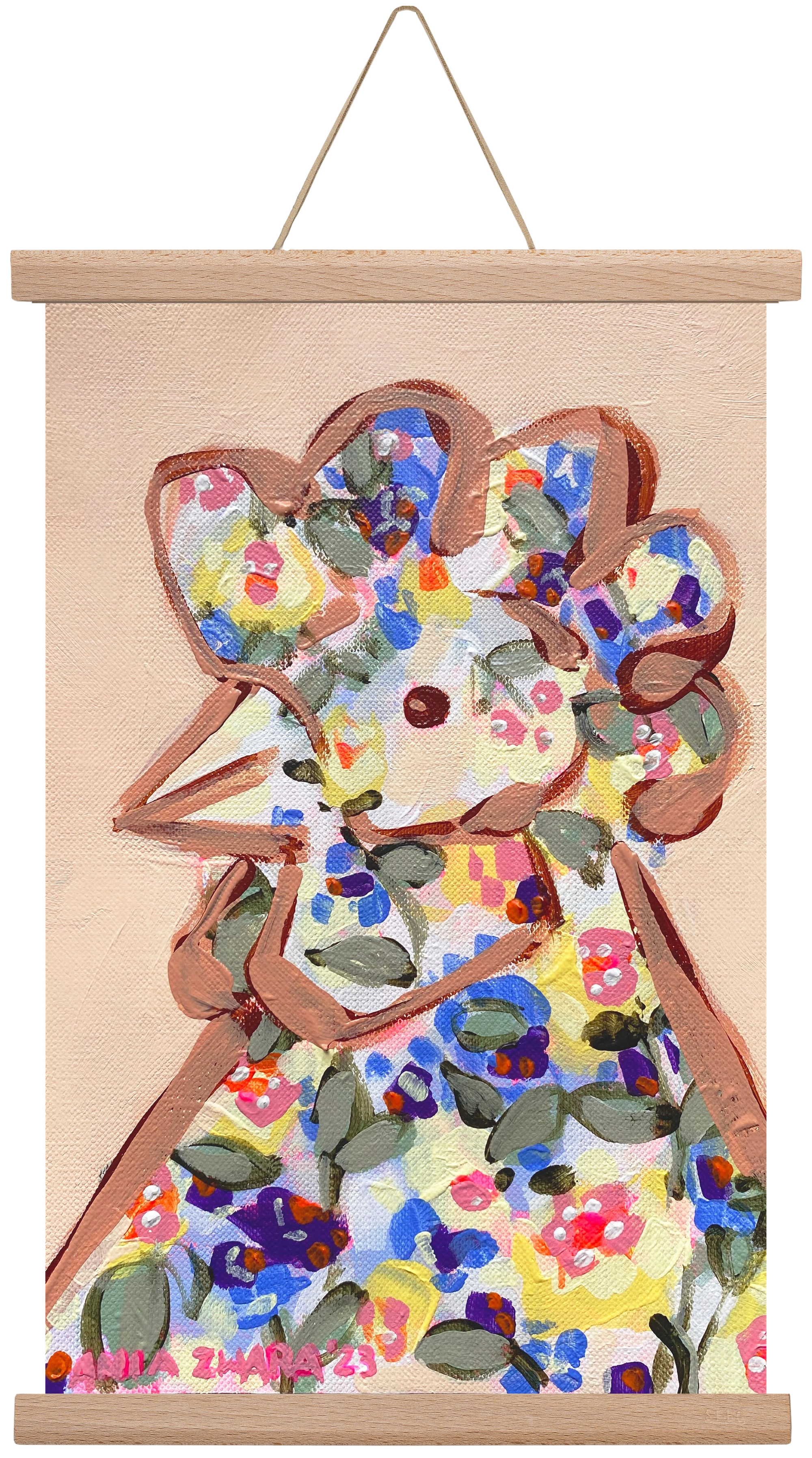 Spring mama hen, 30x45 cm (30x45 cm), Tölgy akasztó